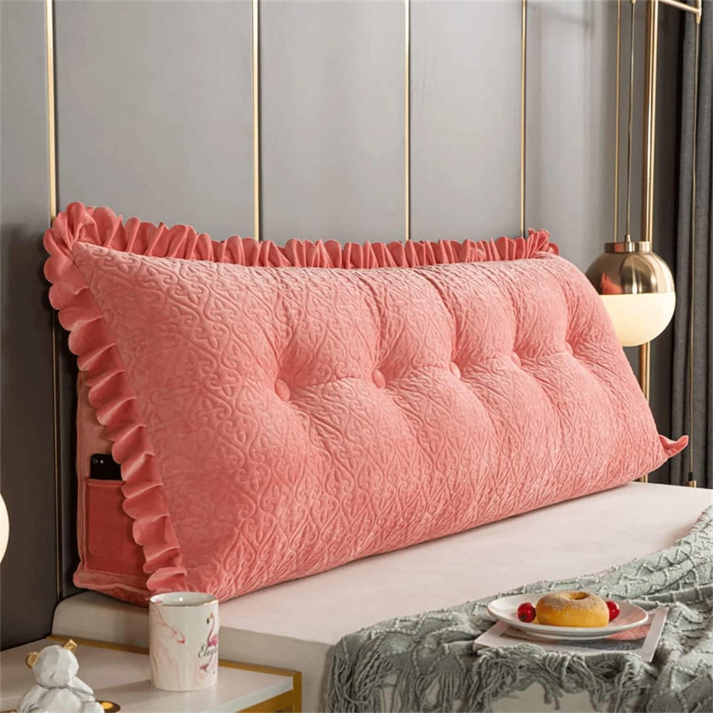Large Soft Reading Bed Rest Pillow Bolster Cushion Headboard Backrest Wedge Pillow Neck Lumbar Support(Size:100x20x50cm(39x7.8x19.6),Color:A)