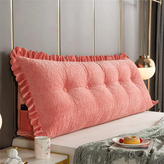 Large Soft Reading Bed Rest Pillow Bolster Cushion Headboard Backrest Wedge Pillow Neck Lumbar Support(Size:100x20x50cm(39x7.8x19.6),Color:A)