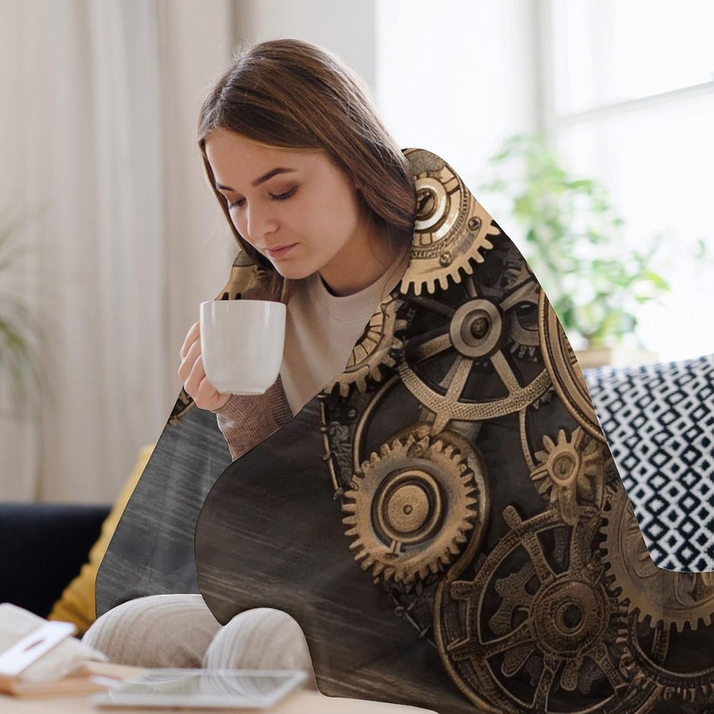 Steampunk Gears Clock Blanket Super Soft Lightweight Throw Blanket Cute Cozy Warm Bed Blanket Decorative Fuzzy Blanket All-Season Home Decor Gift for Sofa Couch Living Room 50"*60"（130 * 150cm）