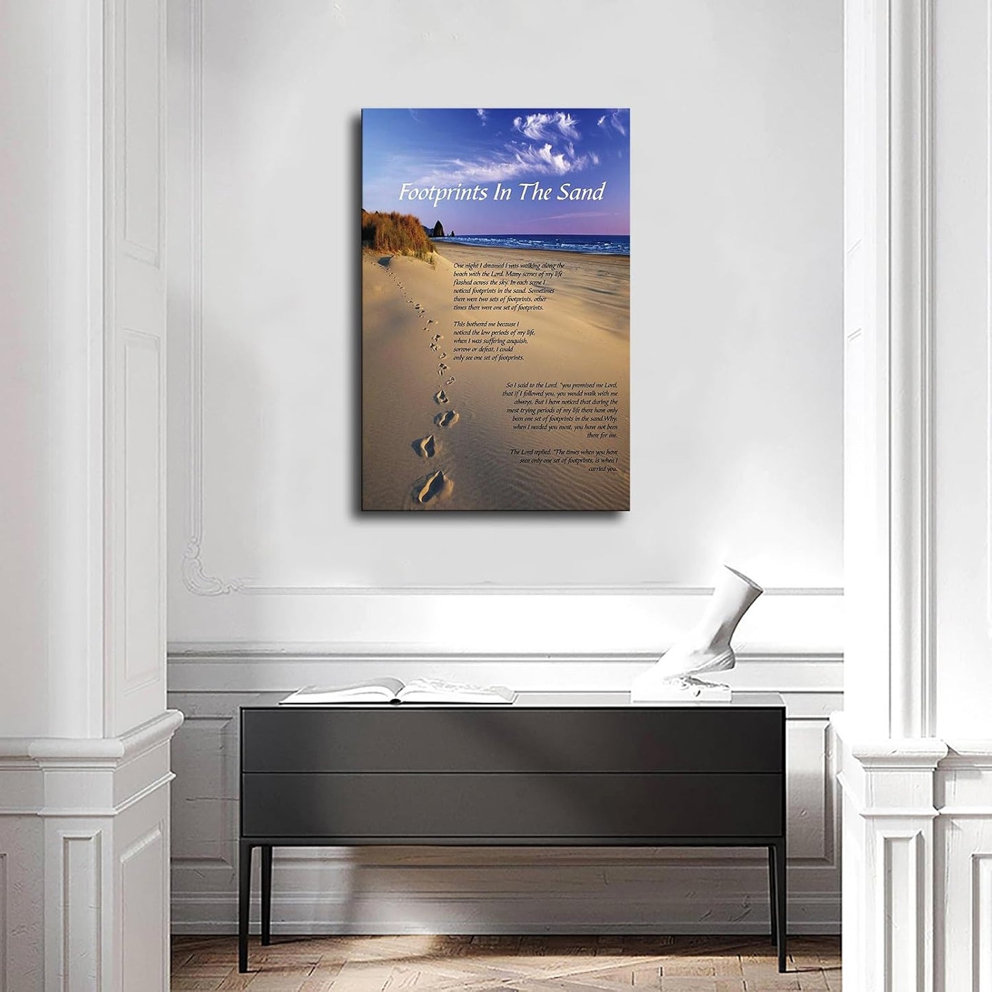 Footprints in The Sand Poem Poster Canvas Print Painting Picture Wall Art Bedroom Living Room Decor (unframe,8x12 inch)