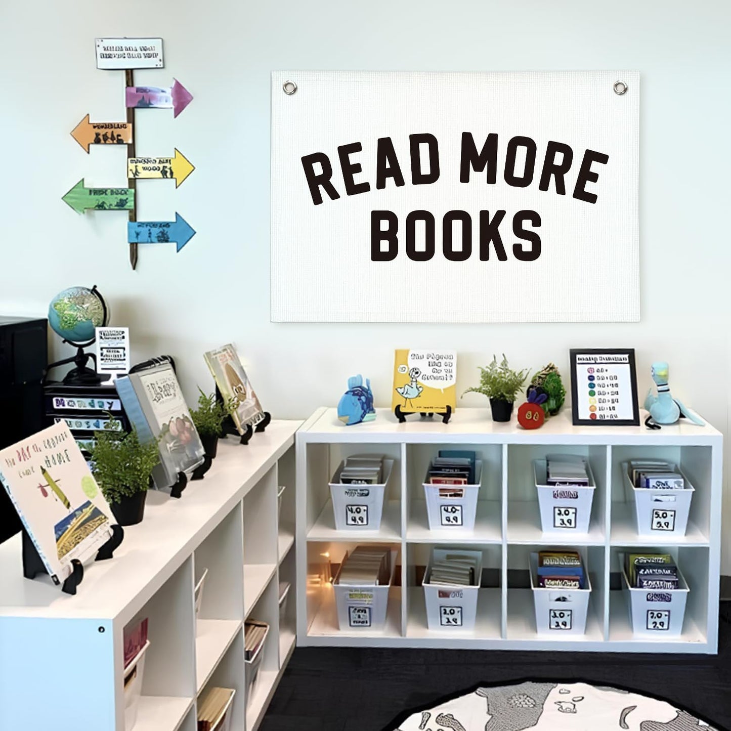 Lacama Classroom Decor Reading Corner Sign,Read More Books Banner Flags,Reading Nook Decor,Positive Affirmations Wall Decor Hanging Banner Flag,30x20 Inch