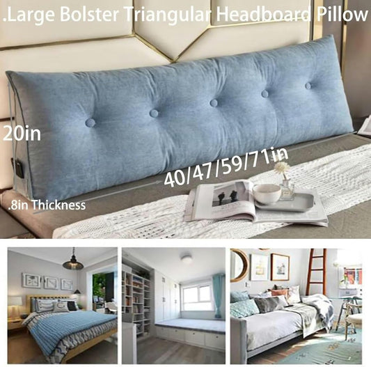 Large Bolster Triangular Headboard Wedge Pillow for Headboard Cushion Headboard Positioning Support Reading Backrest Pillow for Day Bunk Backrest Support Removable Cover