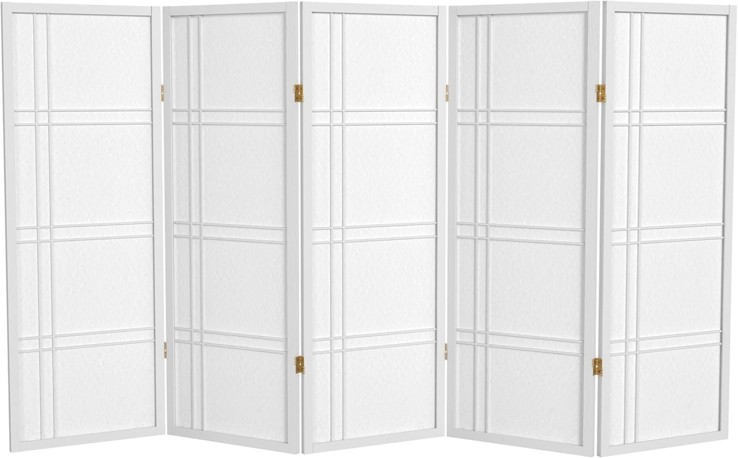 4 ft. Short Double Cross Shoji Screen - White - 5 Panels