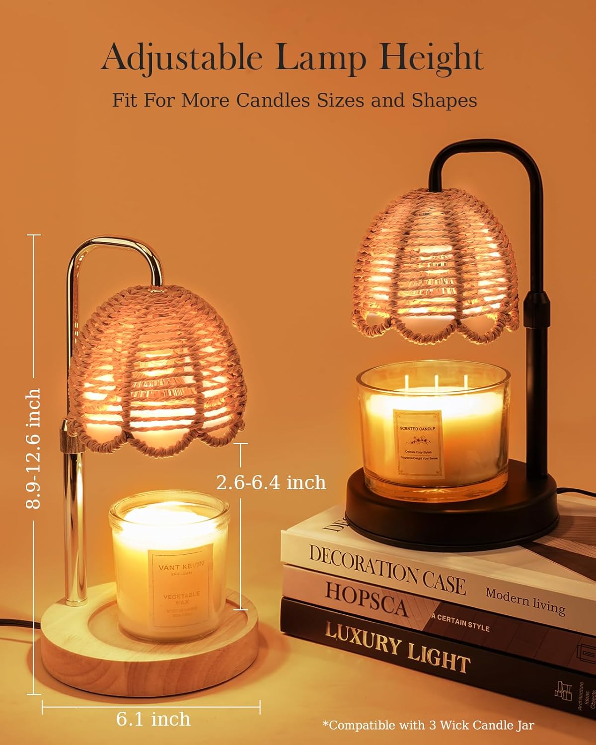 Nacial Candle Warmer Lamp with Timer Dimmable, Valentines Day Gifts for Her Women Wife Mom Girlfriend Birthday Gifts House Warming Home Decor, Boho Electric Candle Wax Warmer Lamp-Sleek Metal Base