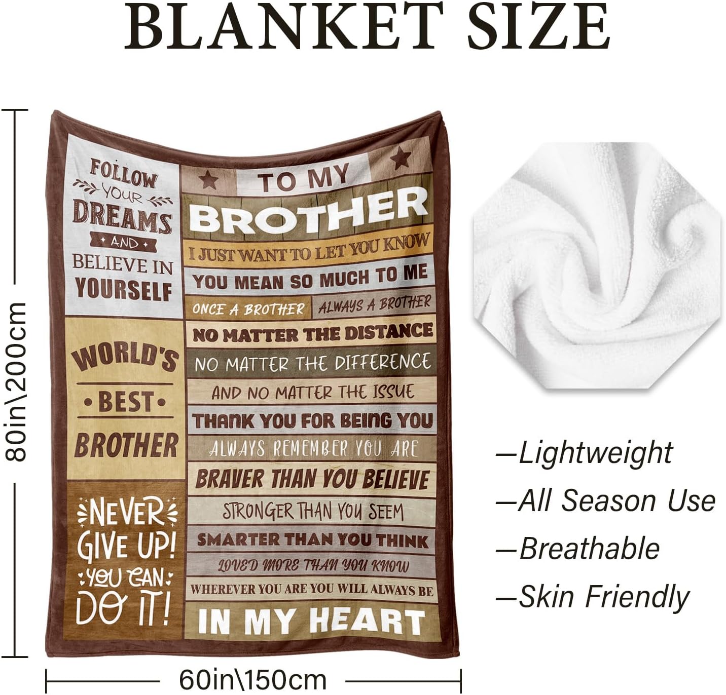 Gifts for Brother - Brother Gifts from Sister - Best Birthday Gift for Brothers Adult - Christmas | Fathers Day Blanket Gift for Brothers - Funny Gifts for Brother's - Soft Throw Blanket 60"x80"