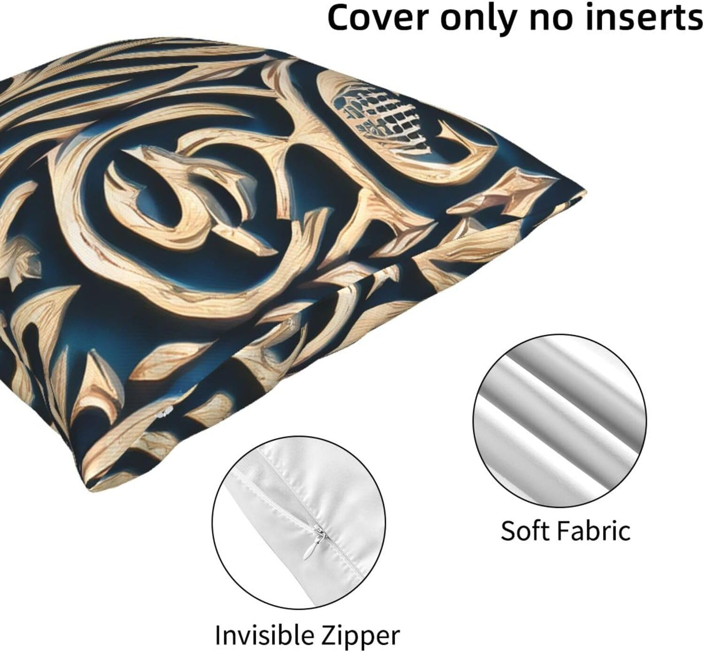All-Season Square Pillow Covers 18"X18", Carving, Decorative Throw Pillow Covers for Sofa Bed Couch, Hidden Zipper Cushion Cover, Square Lumbar & Accent Pillowcases for Home Decor