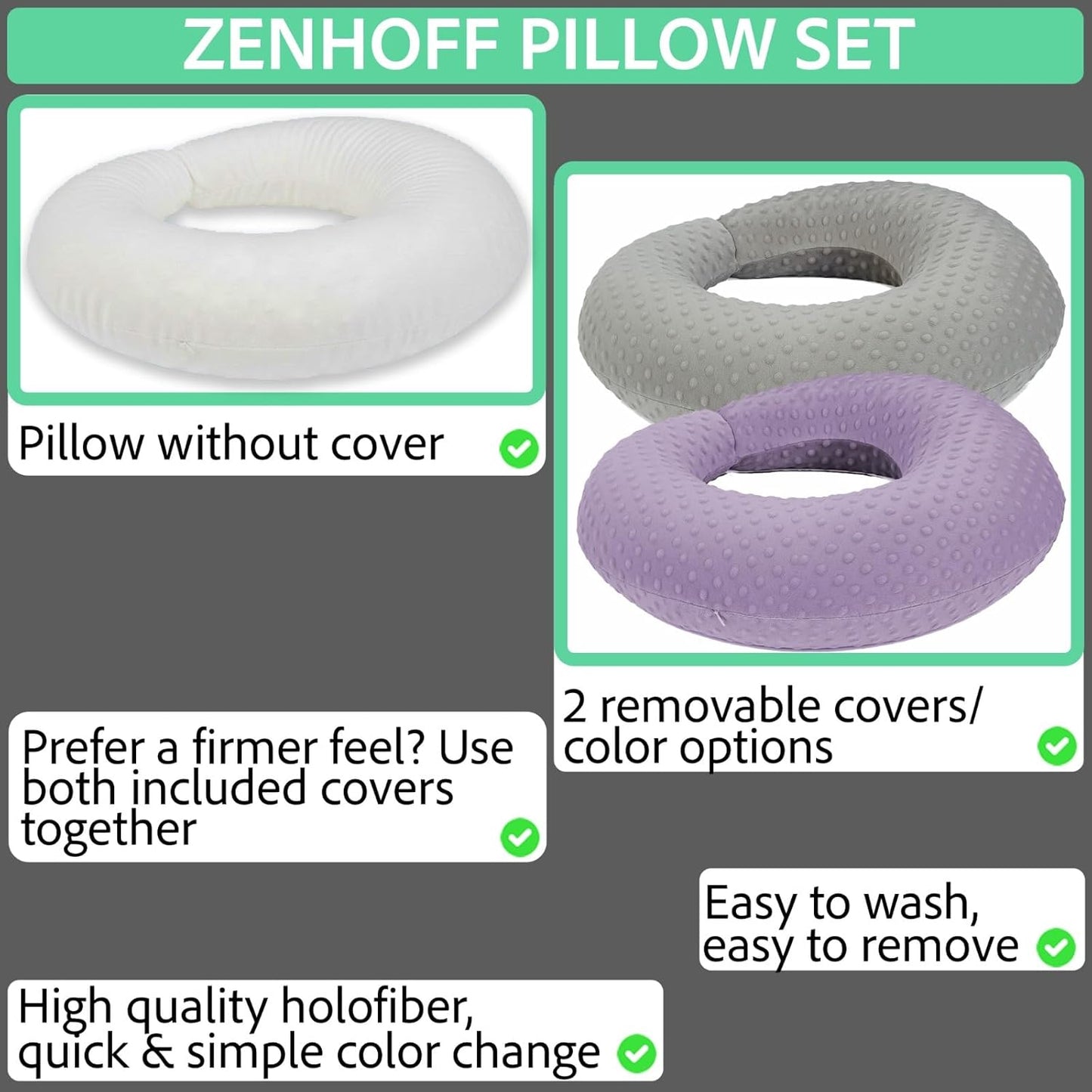 Gaming Pillow for Lap and Arm Rest Support – Crochet Reading Cushion with Arms, Bed Rest & Couch Back Support for Adults (2 Covers, Purple+Grey)