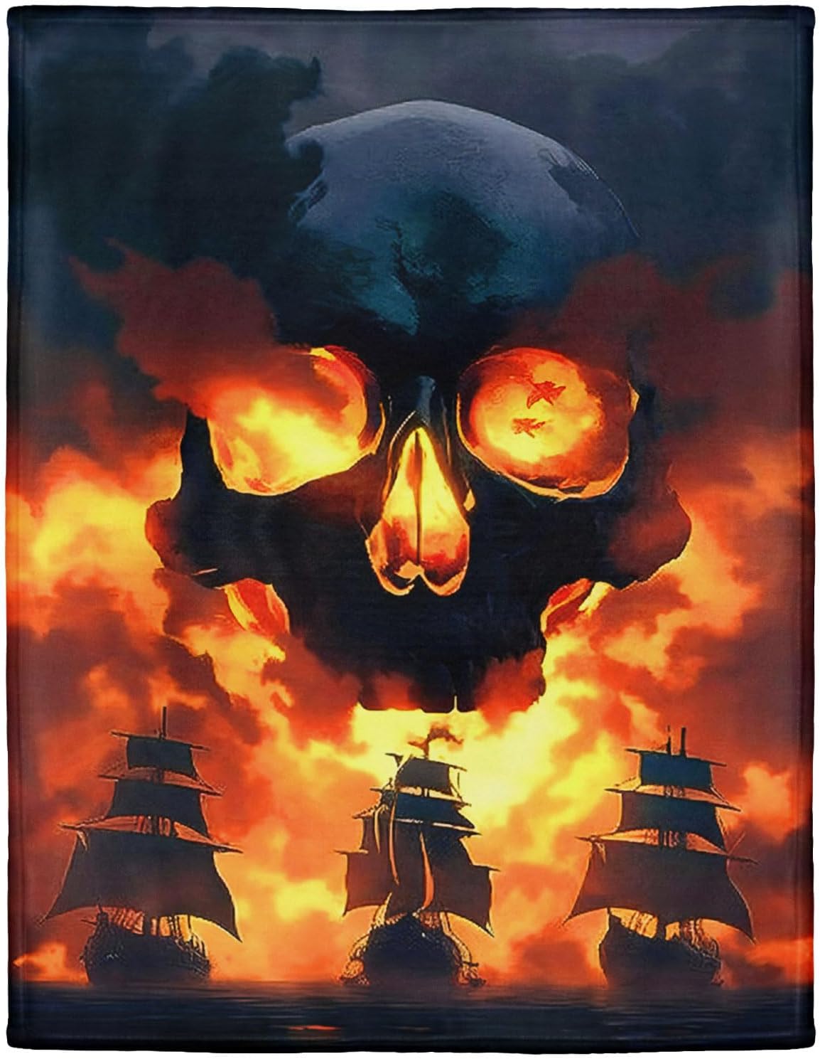 Skull Throw Blanket 40" x 50" Fire Skull Fleece Blanket Lightweight Soft Cozy Warm Gifts for Men Women Teen