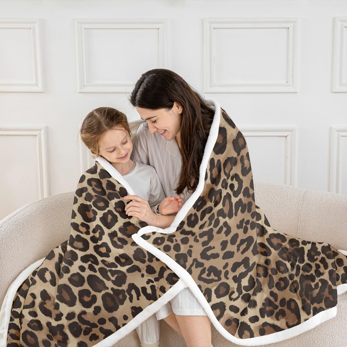 Leopard Print Flannel Blanket Cheetah Decor Wall Sherpa Blanket Geometric Throw Blanket African Safari Animal Plush Blanket Modern Abstract Pattern Bed Blanket for Kid Boy Men Throw 50"x60"