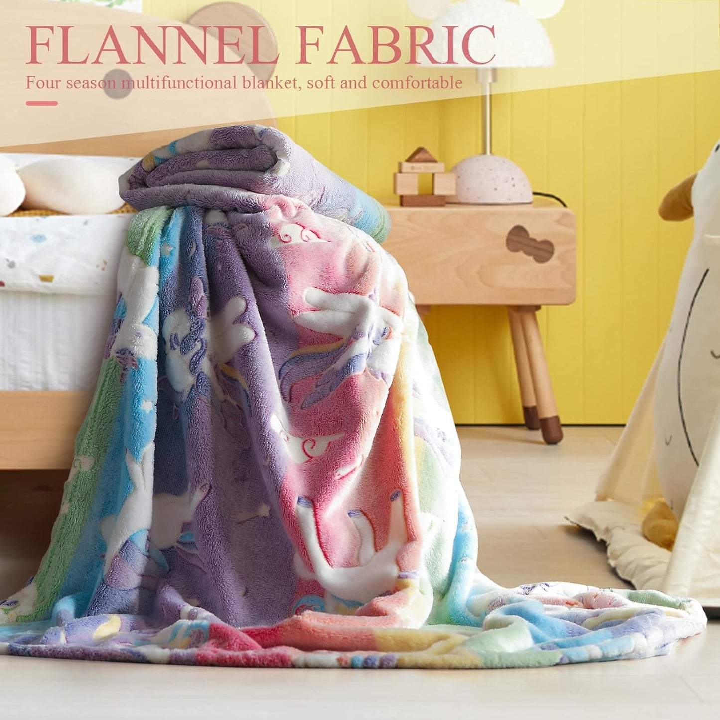 Glow in The Dark Blanket Unicorns Gifts for Girls,Soft Blanket 3 4 5 6 7 8 9 10 Year Old Girl Gifts,Toddler Girls Toys Age 6-8,Easter Gifts for Kids Birthday Gift Presents,60"x80"