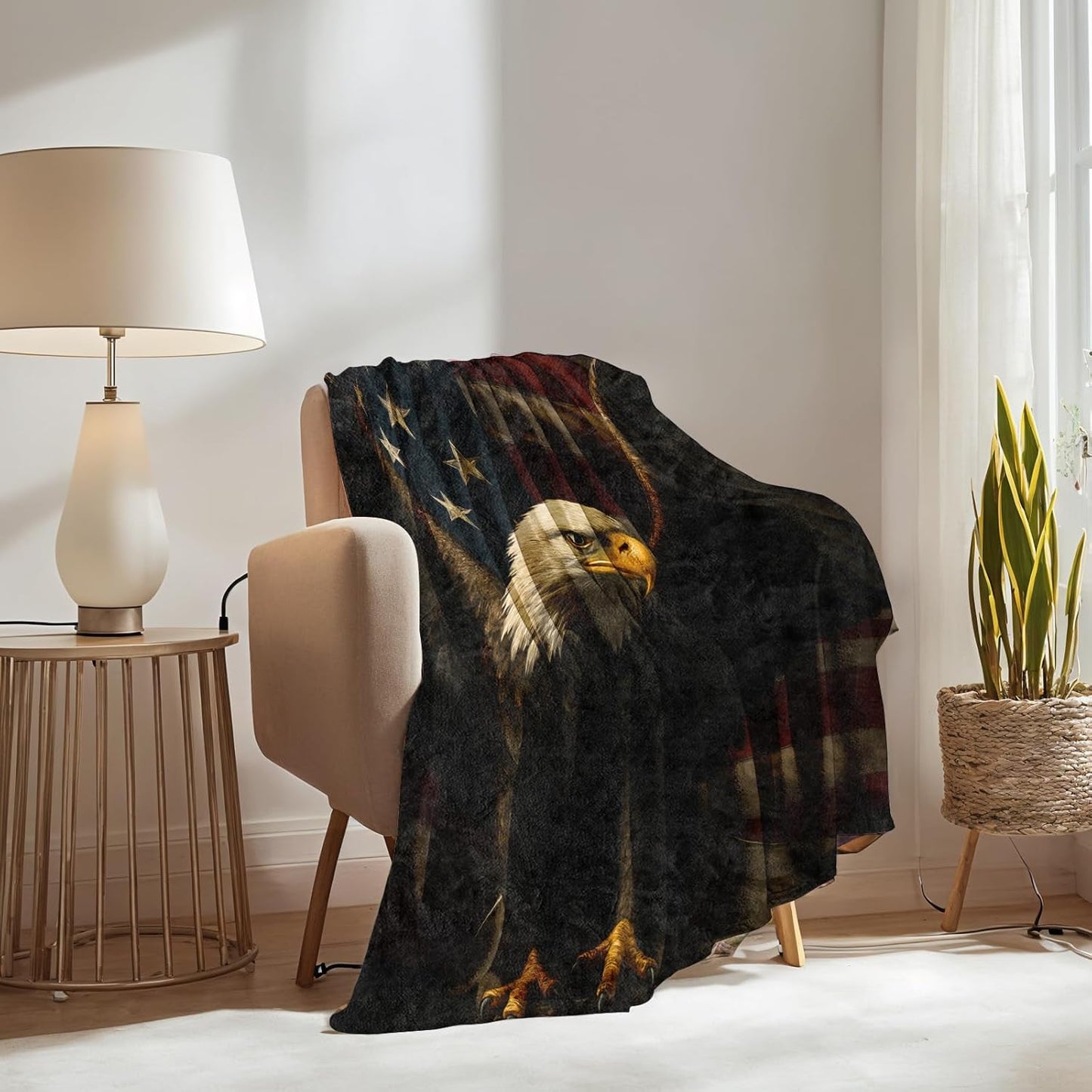 American Eagle Blanket Gifts for Boys Girls Kids, Bald Eagle Warm Soft Flannel Throw Blankets for Travel, Sofa, Room, Bedroom Birthday Christmas Spring Decor, 50x60 in