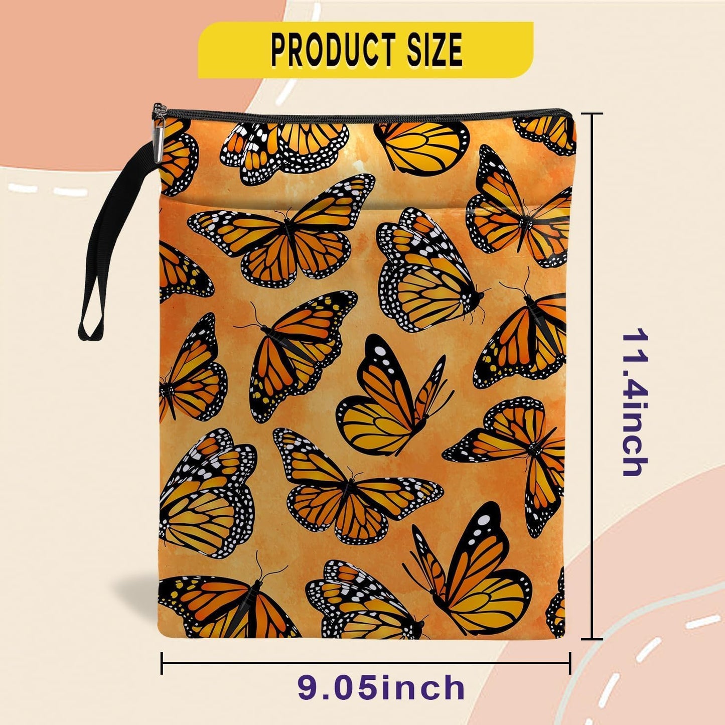 Book Sleeve, Book Covers for Paperbacks,Book Sleeves with Zipper, Book Pouch Butterfly Lover Gifts, Butterfly Themed Gifts for Women Librarian Teacher Daughter Graduation Birthday Christmas Gifts