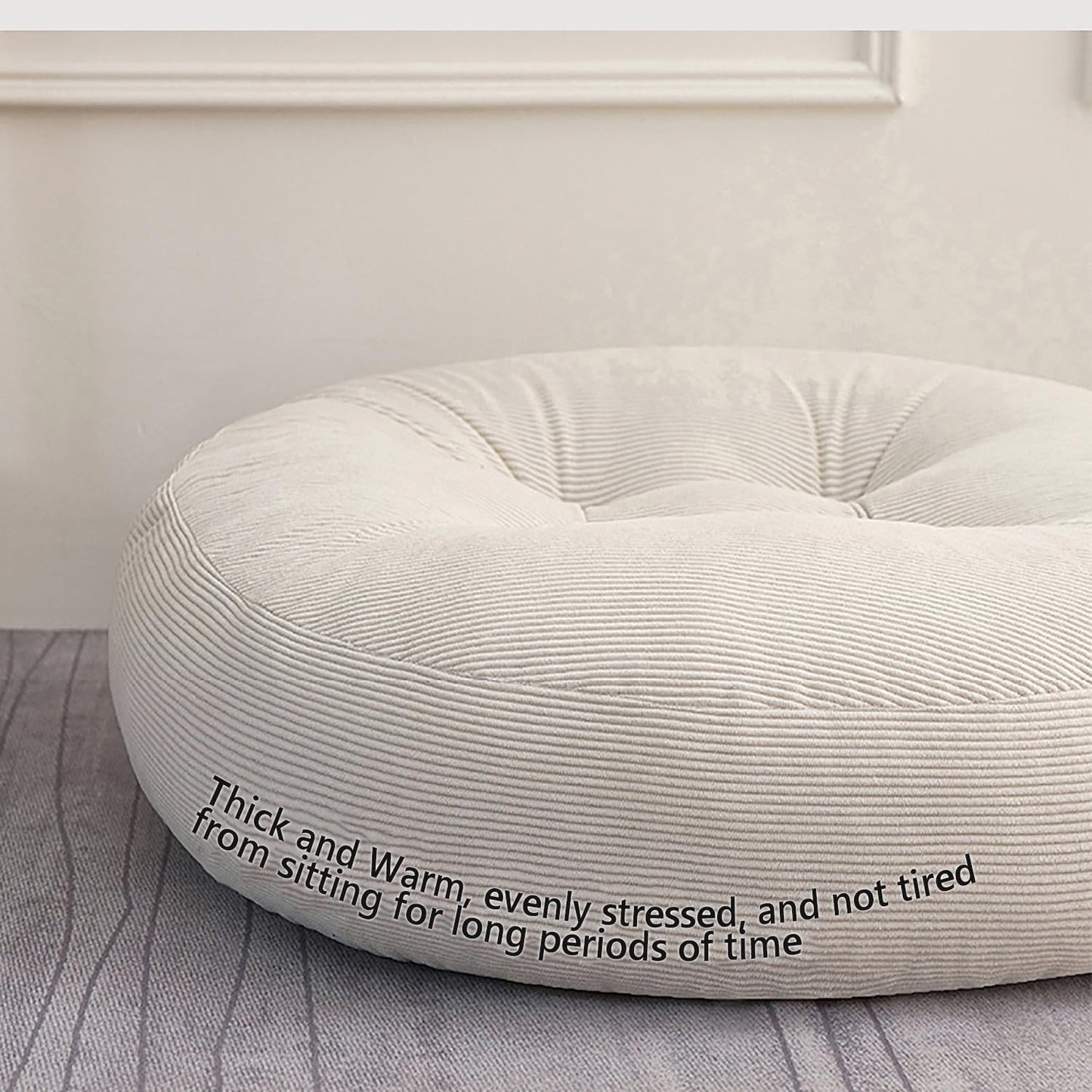 Be&xn Round Corduroy Fluffy Chair Pad Floor Pillow for Adults,Thicken Warm Seat Cushion Floor mat for Home Office Dining Kitchen (Dark Gray, De:18inch)