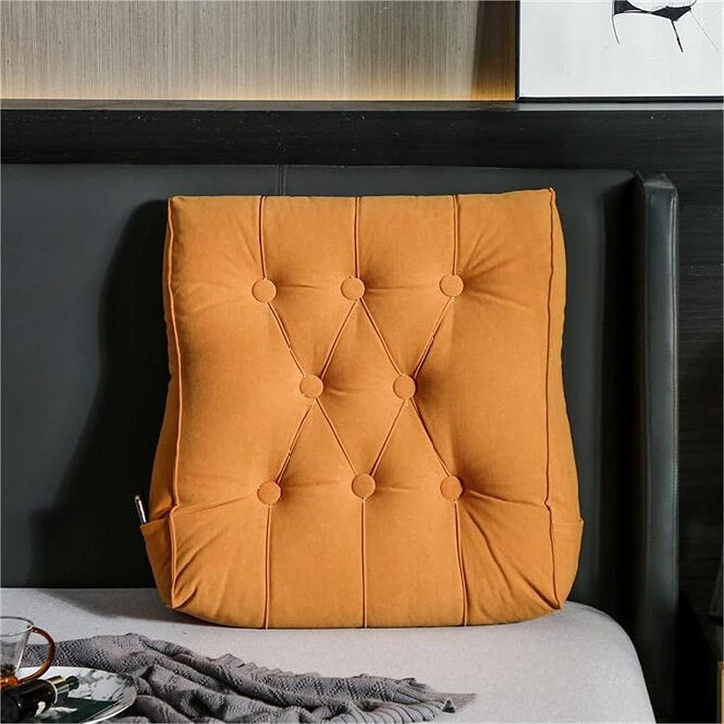 Full Size Headboard Bed Backboard Wedge Headboards for Home Bedroom Headboards Upholstered (Size:17.7"/45cm,Color:Orange)