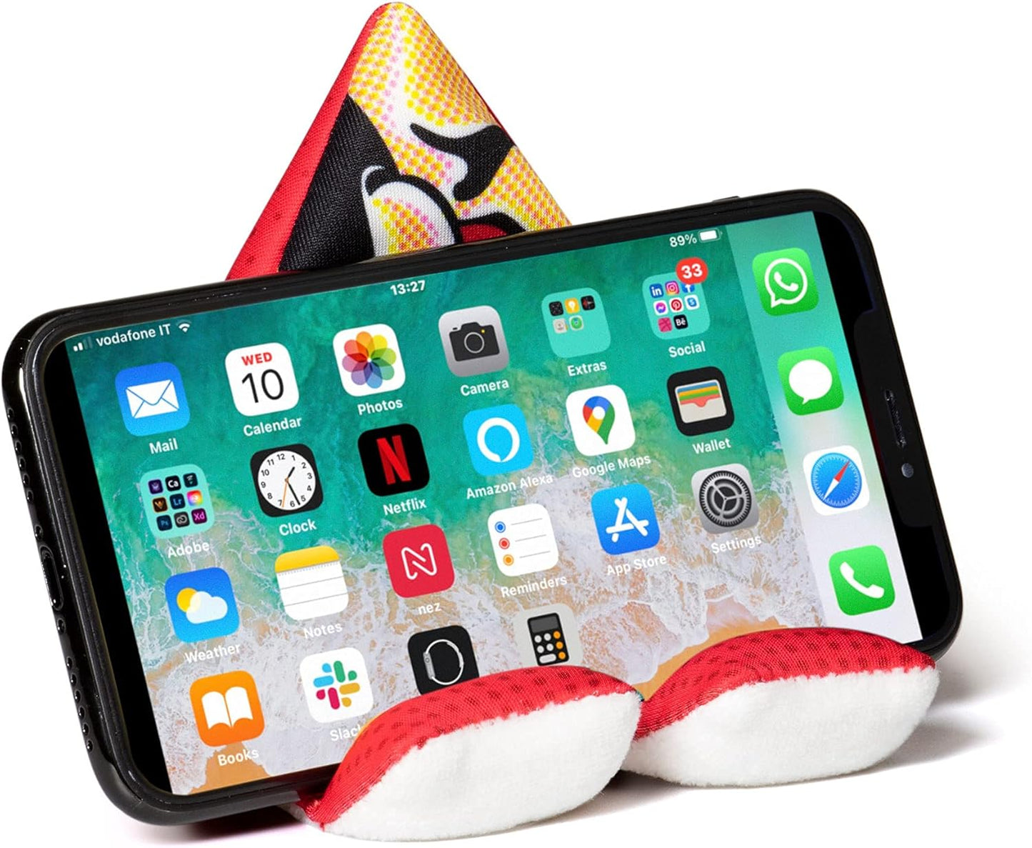 Gifts for Readers & Writers Phone Stand, Plusheez 2in1 Phone Holder & Screen Cleaner with Microfiber Cloth, Machine Washable Bean Bag Phone Accessories, Lips