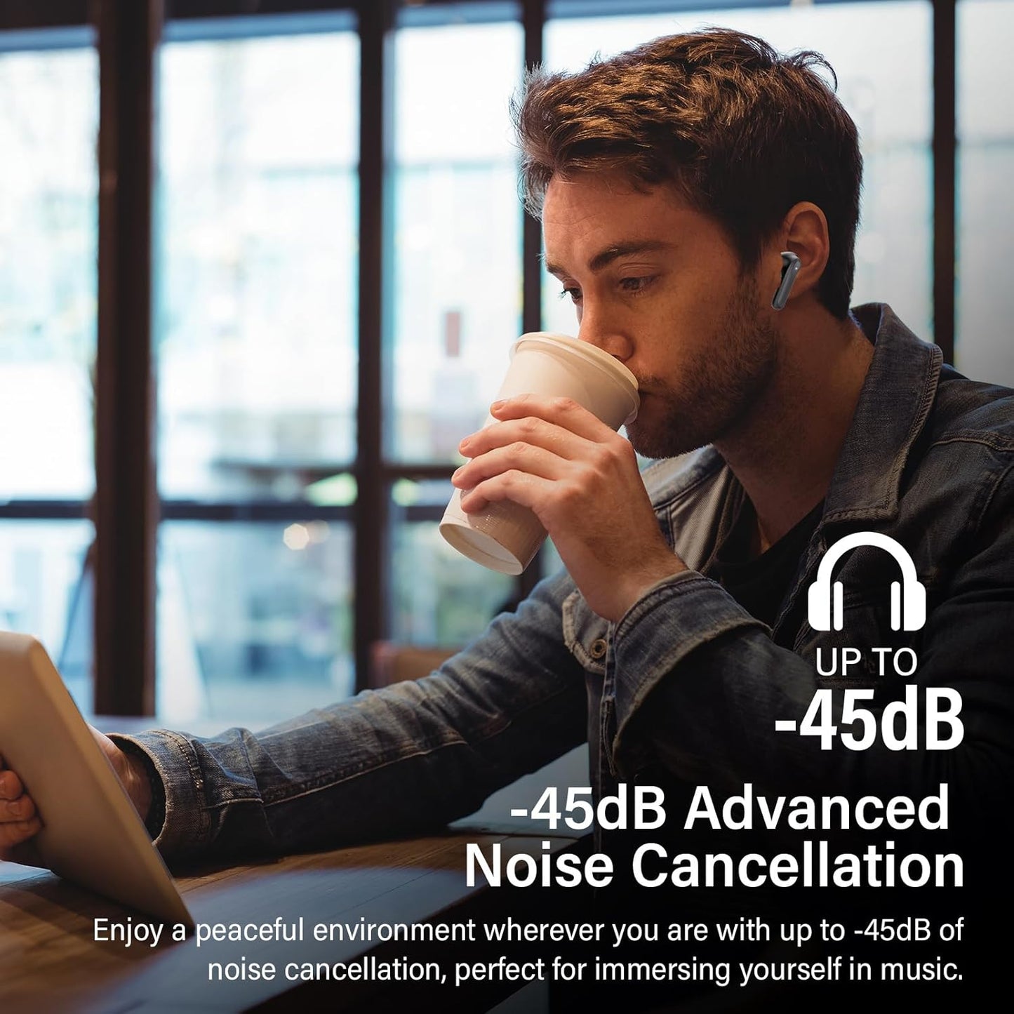 Hybrid Active Noise Canceling Wireless Earbuds, 6 Mics ENC Clear Call Ear Buds, Hi-Res Audio Deep Bass Bluetooth 5.4 Headphones, 48H Playtime, IP7, 8 EQ Modes, Multipoint Connection