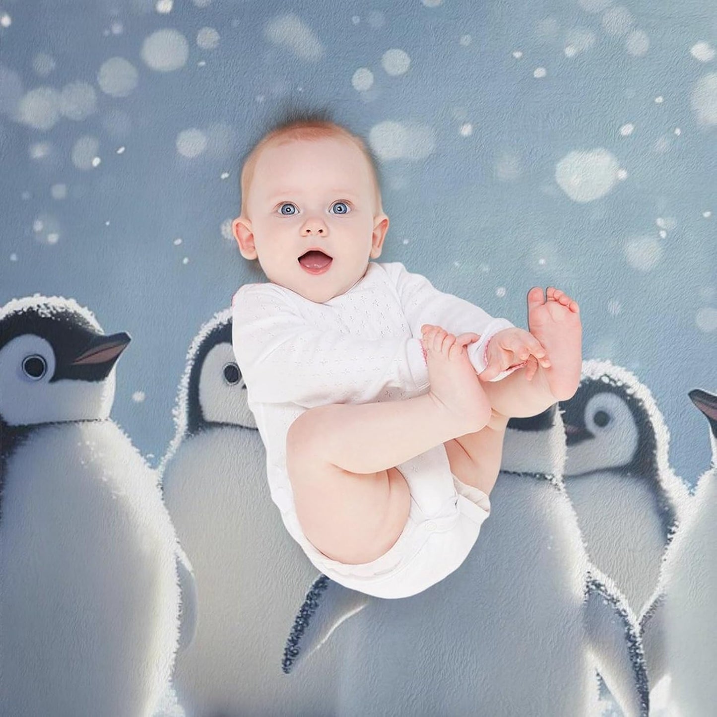 Penguins Snowy Printed Throw Blanket for Couch Bed Plush Cozy Fuzzy Flannel Blanket for All Season 30"x40"
