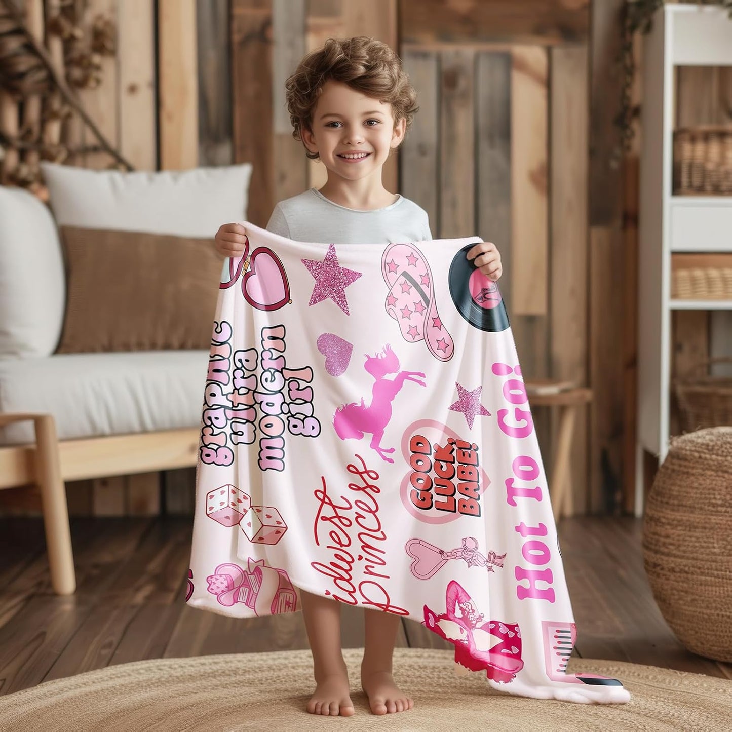 50"x 40" Pink Music Pony's Singer Throw Blanket, Chappell Gifts for Girls Fans Women, Soft Blankets All Seasons, Plush Cozy Lightweight Flannel Quilts for Bedroom Sofa Couch Living Room