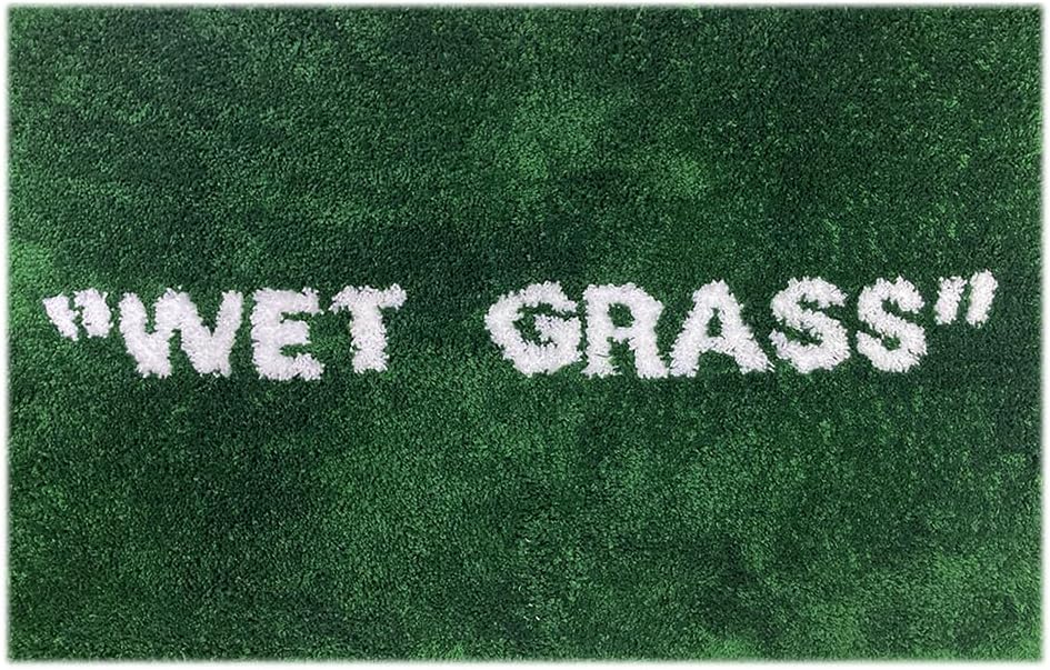 Wet Grass Rug - Green Grass Classic Handmade Flocked Area Rug - Hypebeast Home Decor Carpet - 4.4 * 6.4ft (133 * 195cm) Living Room Anchor/Bedroom Centerpiece/Home Office - Artistic Premium Floor Mat