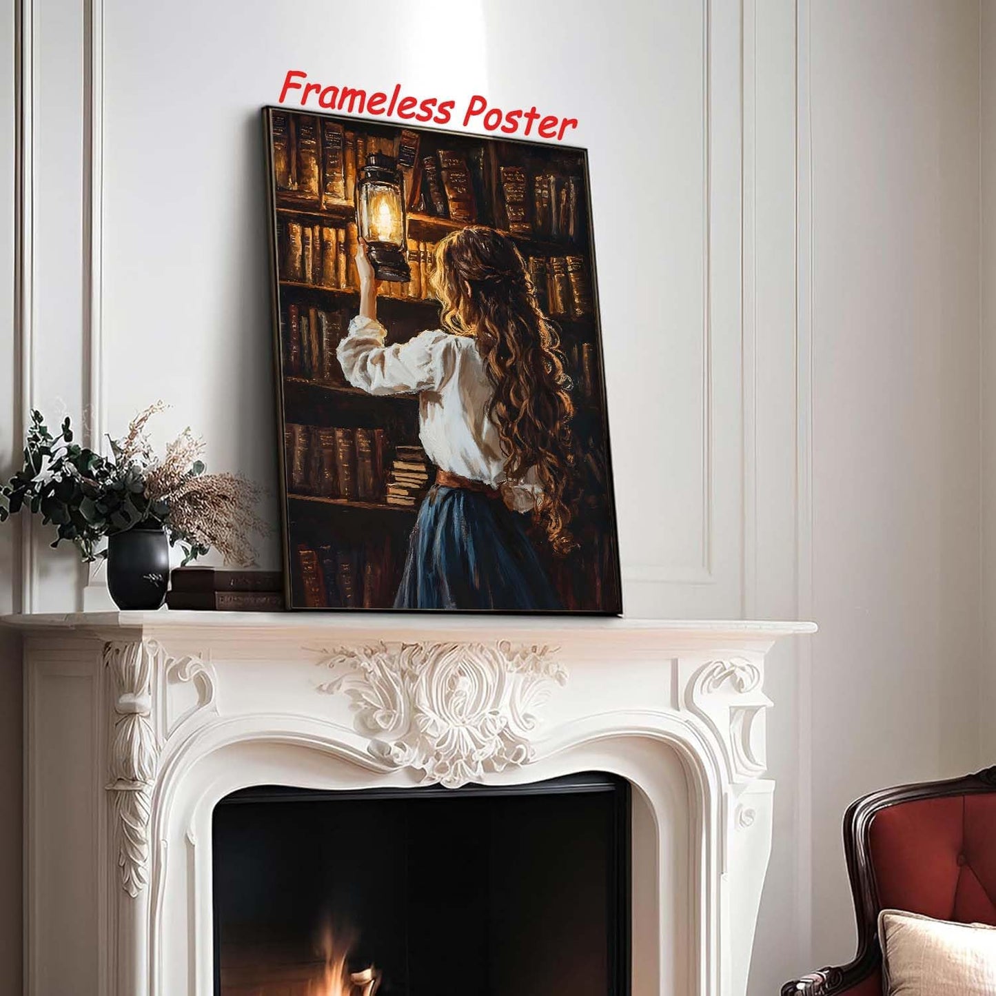 Dark Aesthetics Vintage Read Book Library Wall Art Print Vintage Bookish Posters for Classroom Library Picture Bookish Canvas Painting Girl Reading Book Wall Art Reading Room Poster 16x24in No Frame