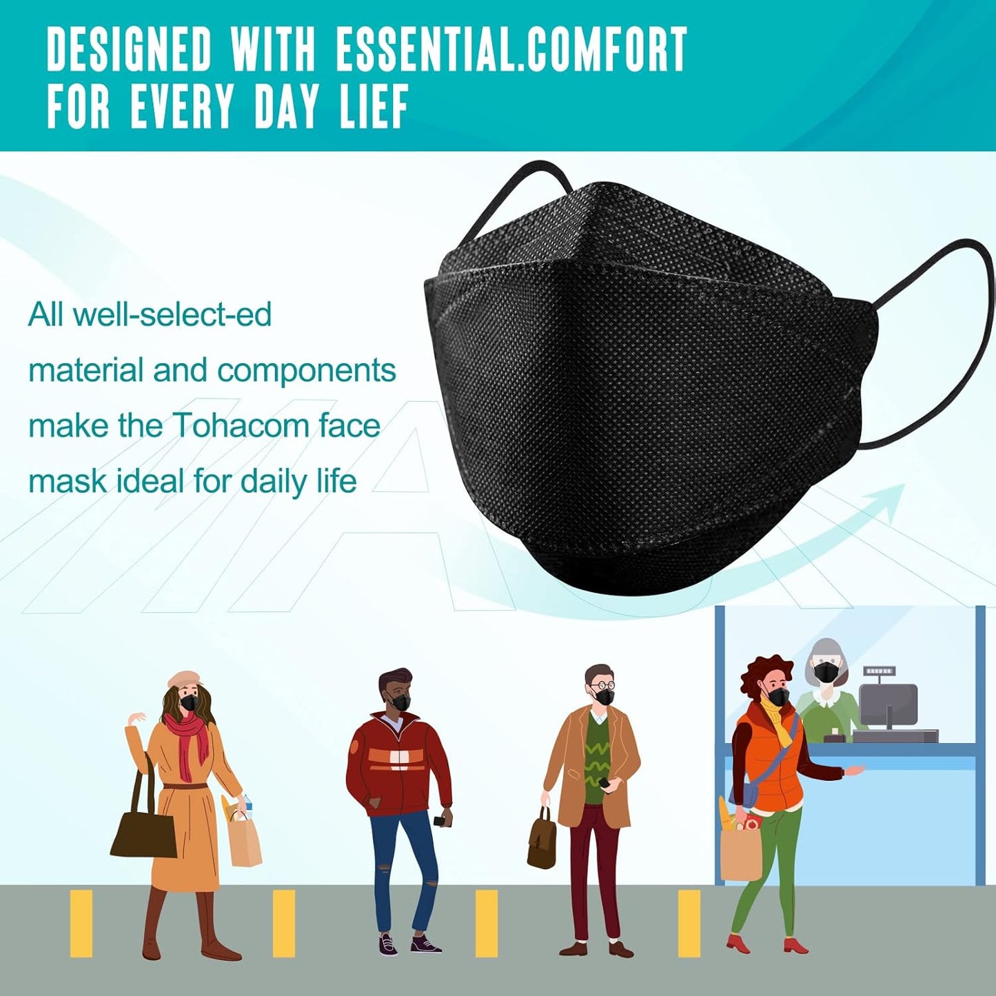 50/100 Pack KF94 Face_Covers, Color mask，Black Mask，4-Layer mask Independent packaging,outdoor Daily Use