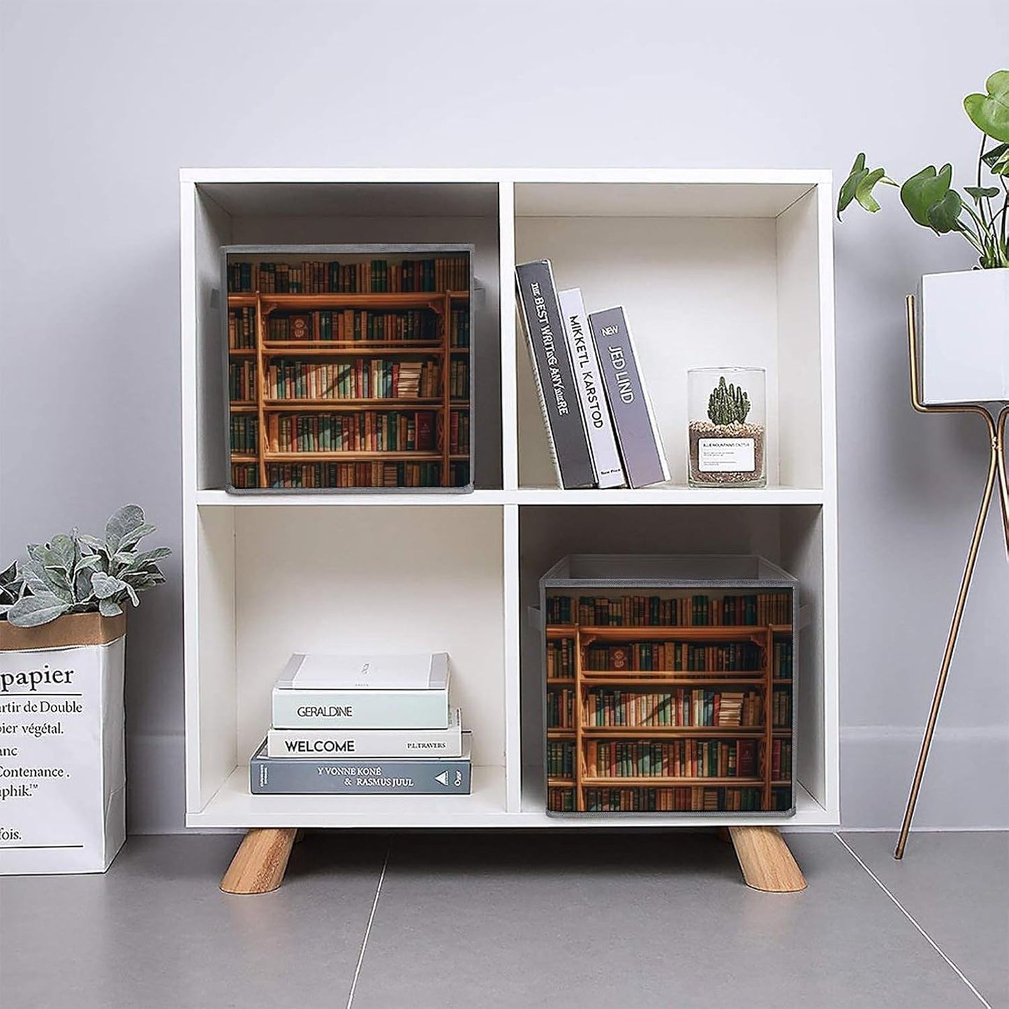 Old Bookshelf Foldable Storage Box with Handles, Durable Oxford Storage Cubes, 6PCS Collapsible Closet Organizer for Home, Shelf, Office, Travel