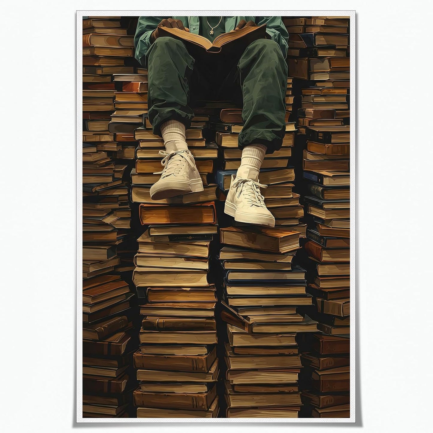 Black People Poster Library Wall Art African American Wall Art Vintage Books Artwork Print Dark Academia Poster 16x24 Inch UnFramed for Dorm Living Room Bedroom Apartment Home Reading Nook Decor