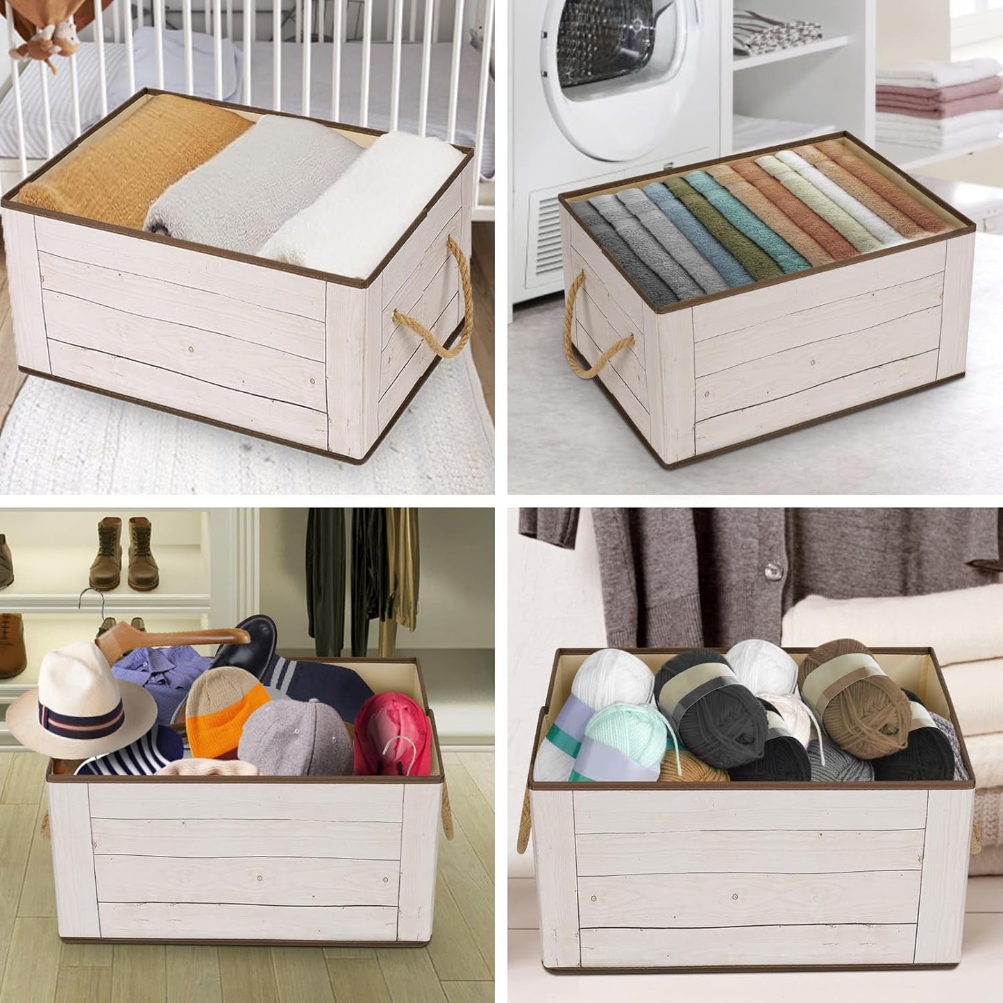 Livememory Memory Box for Keepsake, Decorative Storage Boxes with Lids and Handles for Storage, Decorative - L15.7 x W11.8 x H7.9 In (Not Made of Wood, 2 Pack)