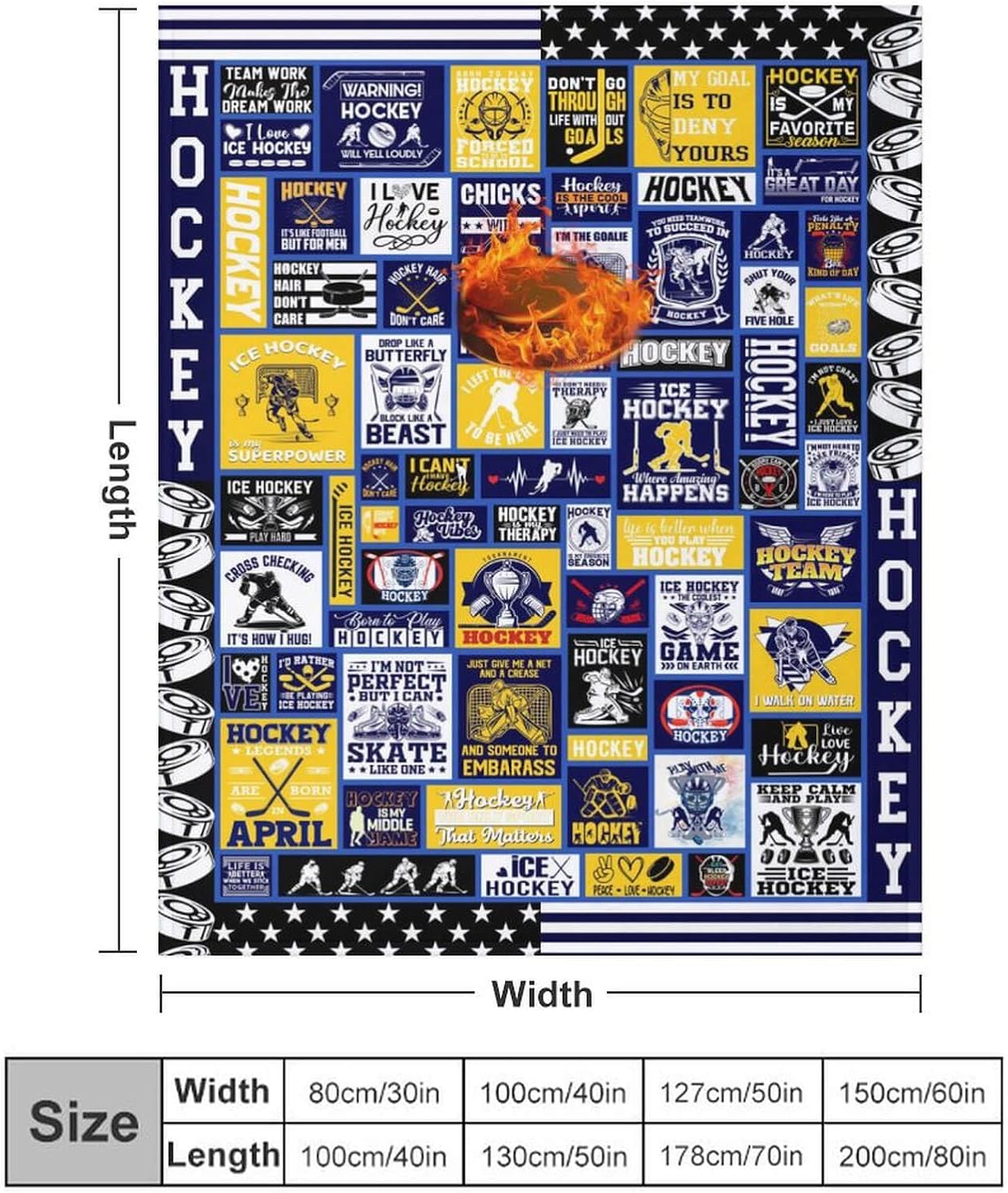 Soft Flannel Sports Blanket for Girls & Boys - Warm Hockey Throw Blanket for All Seasons - 50"x40"