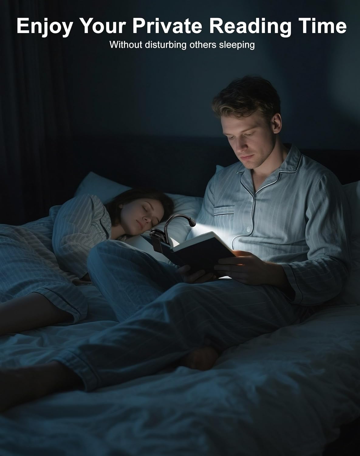 Extendable Book Lights for Reading at Night, Rechargeable Clip on LED Reading Light - 3 Color Temperatures with Stepless Dimming, 80 Hrs Runtime Lightweight Clip on Light for Book Lovers