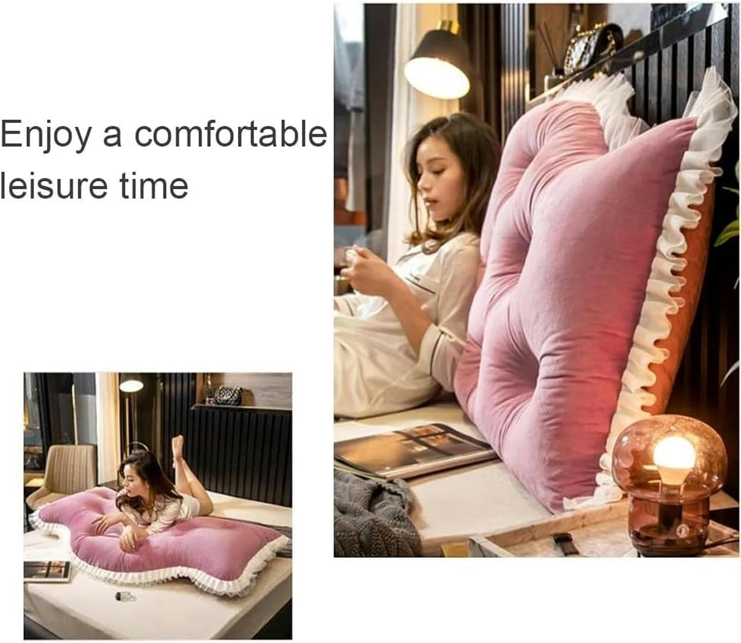 Bedside Cushion Bedside Reading Pillow Headboard Backrest Cushion Upholstered Support Pad Soft Breathable Bed Head daybed Headboard Bedside Cushion (Color : Beige, Size : 70X180cm)-1