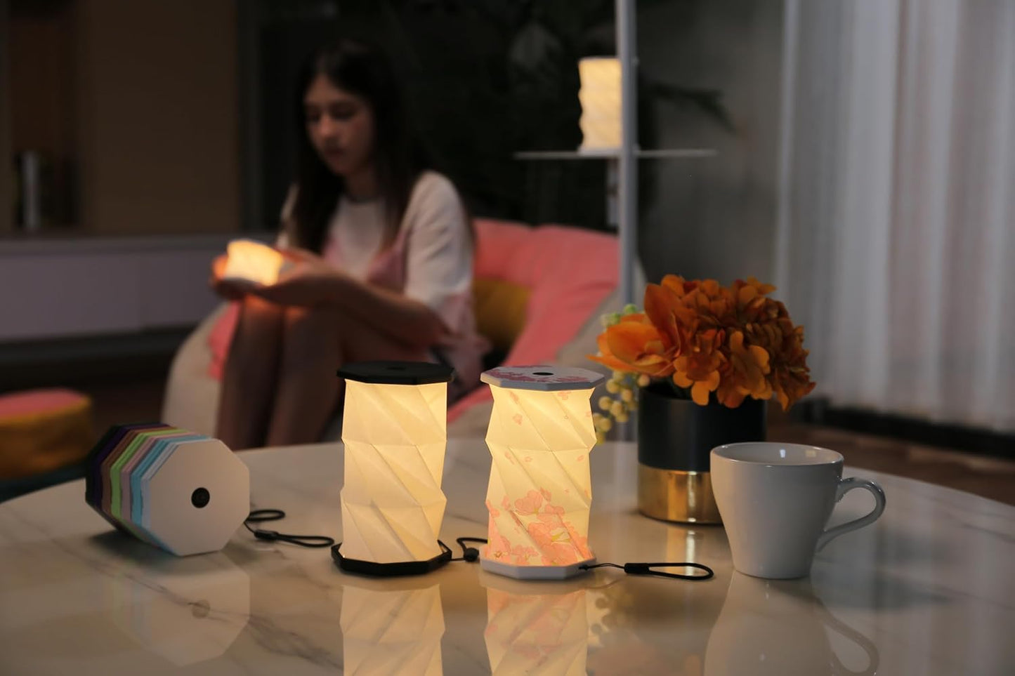 Mini Foldable LED Desk Lamp – USB Rechargeable & Portable - Dimmable Touch Control Light with Adjustable Height up to 5 1/2 for Office, Travel, Bedside - Sleek & Modern (Holiday Snowflake)
