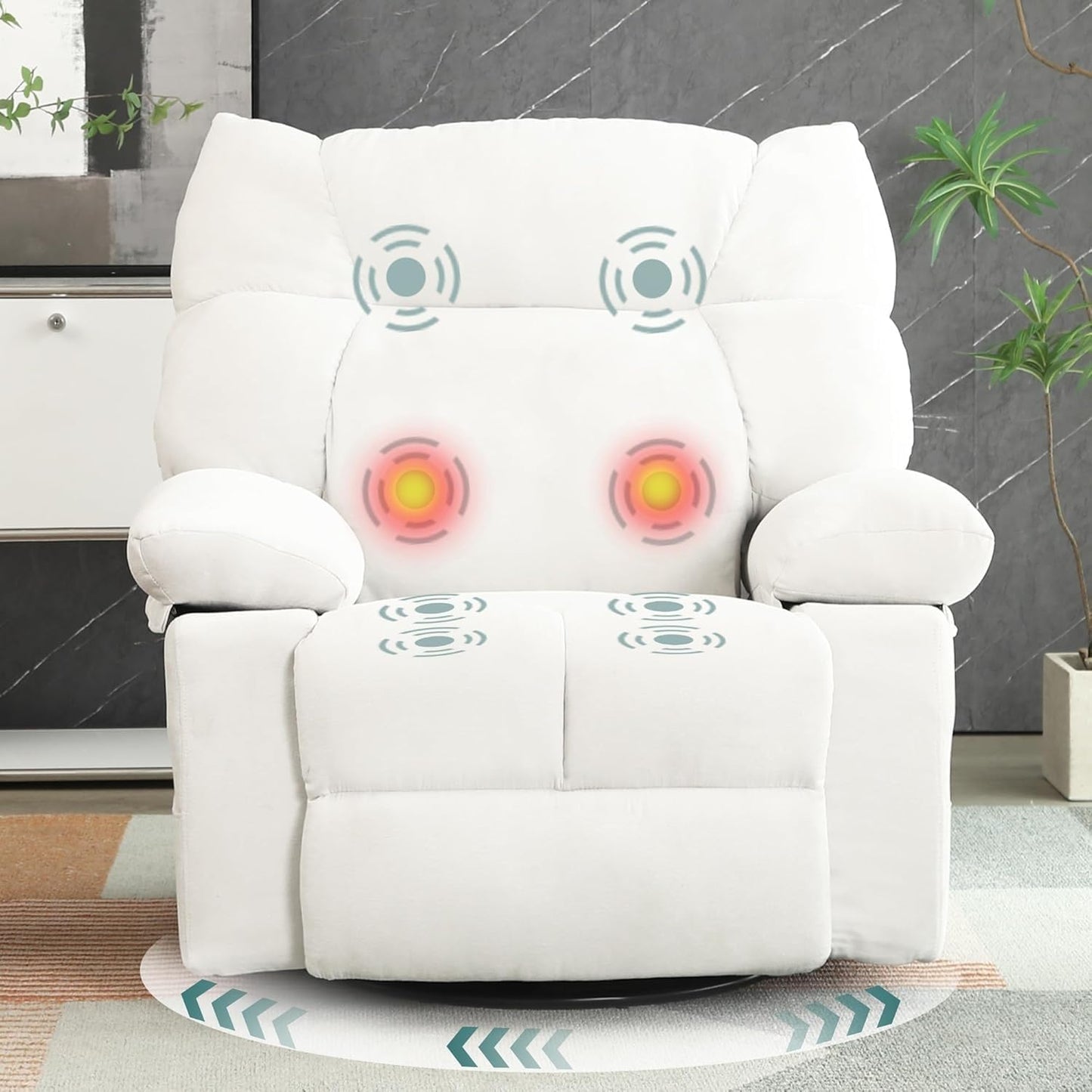 Power Recliner Chair with Massage and Lumbar Heating Adjustable Single Sofa with Remote Control Overstuffed Ergonomic Lounge Chairs for Living Room and Bedroom