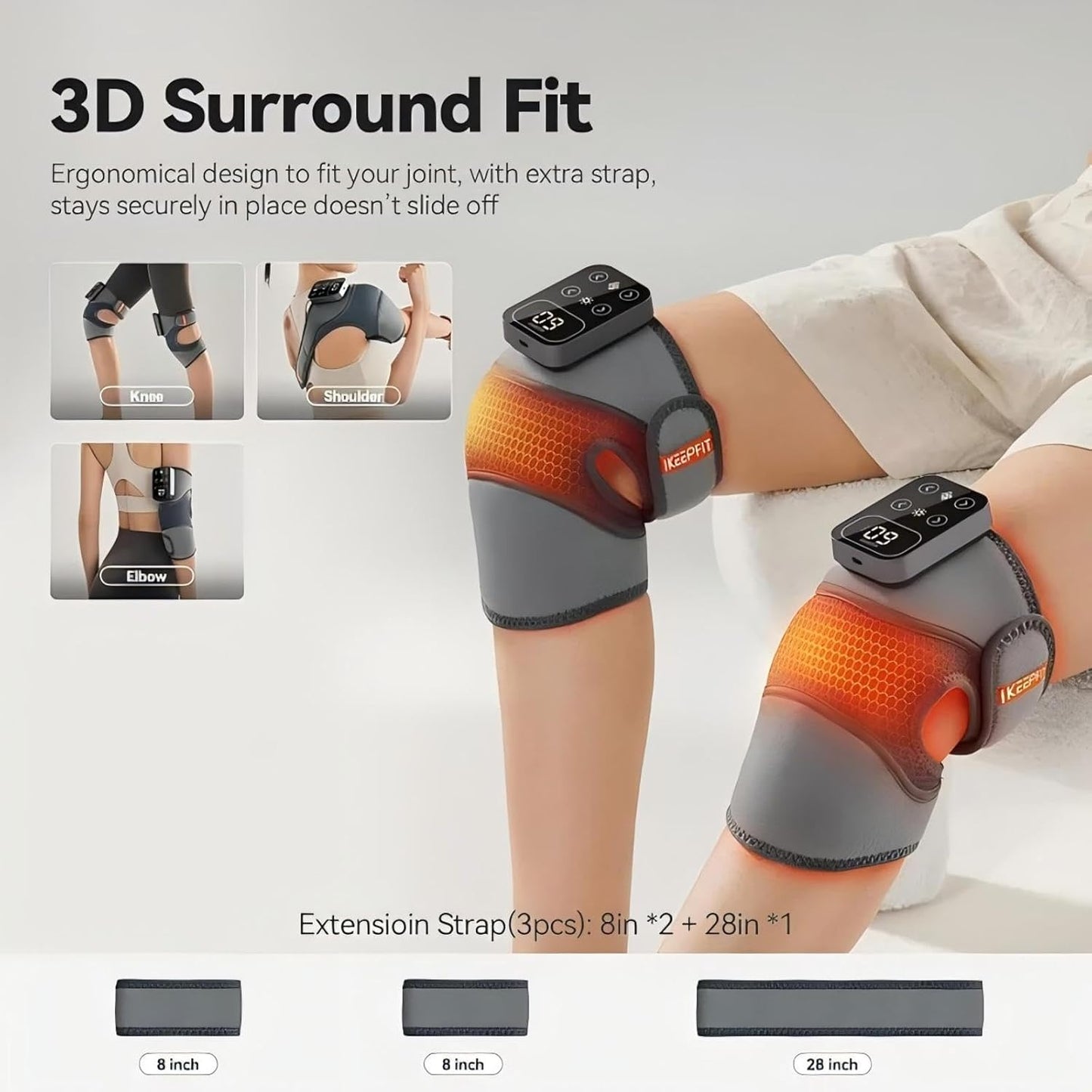 Cordless Knee Massager with Heat Vibration for Pain Relief, MAXwarm 4.0[2026 Upgraded] - Electric Heated Knee Brace with 5 Heat Levels and 3 Massage Mode, Gifts for Men Women (Grey, Pair)