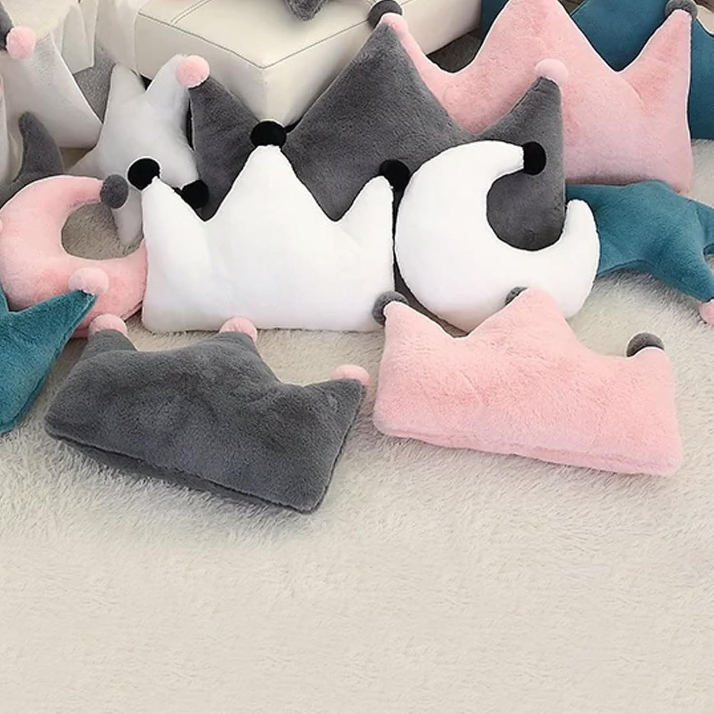 Plush Crown Pillow Sofa Bed Back Cushion, Home Bedroom Bedside Cushion Office Nap Pillow, Fluffy Throw Pillows Decorative Back Cushions, 20 * 15 Inch