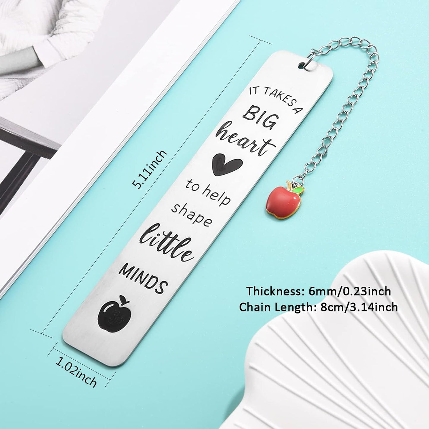 Teacher Gifts for Women Men, 2025 Teacher Graduation Thank You Gifts - It Takes A Big Heart to Help Shape Little Minds Metal Bookmark Birthday Christmas Retirement Teacher Gifts from Students