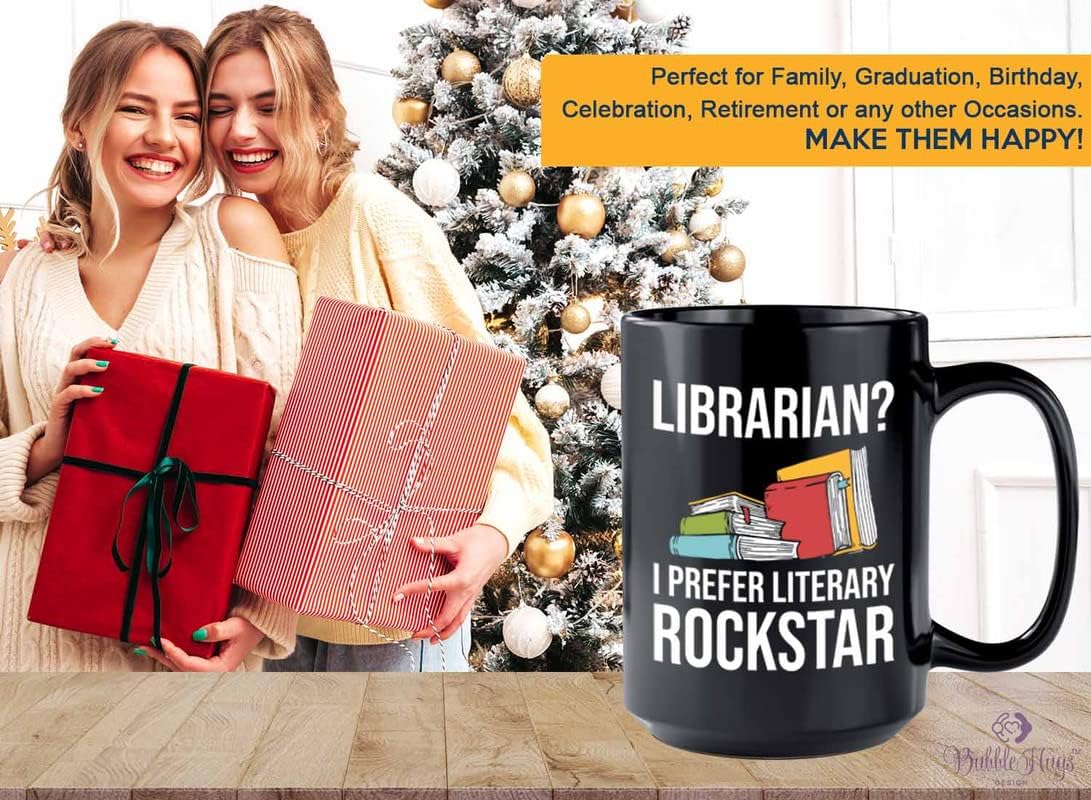 Book Lover Coffee Mug 15oz Black - literary rockstar - Gifts for Book Club Readers Book Nerd Librarians Book Worm Bookish