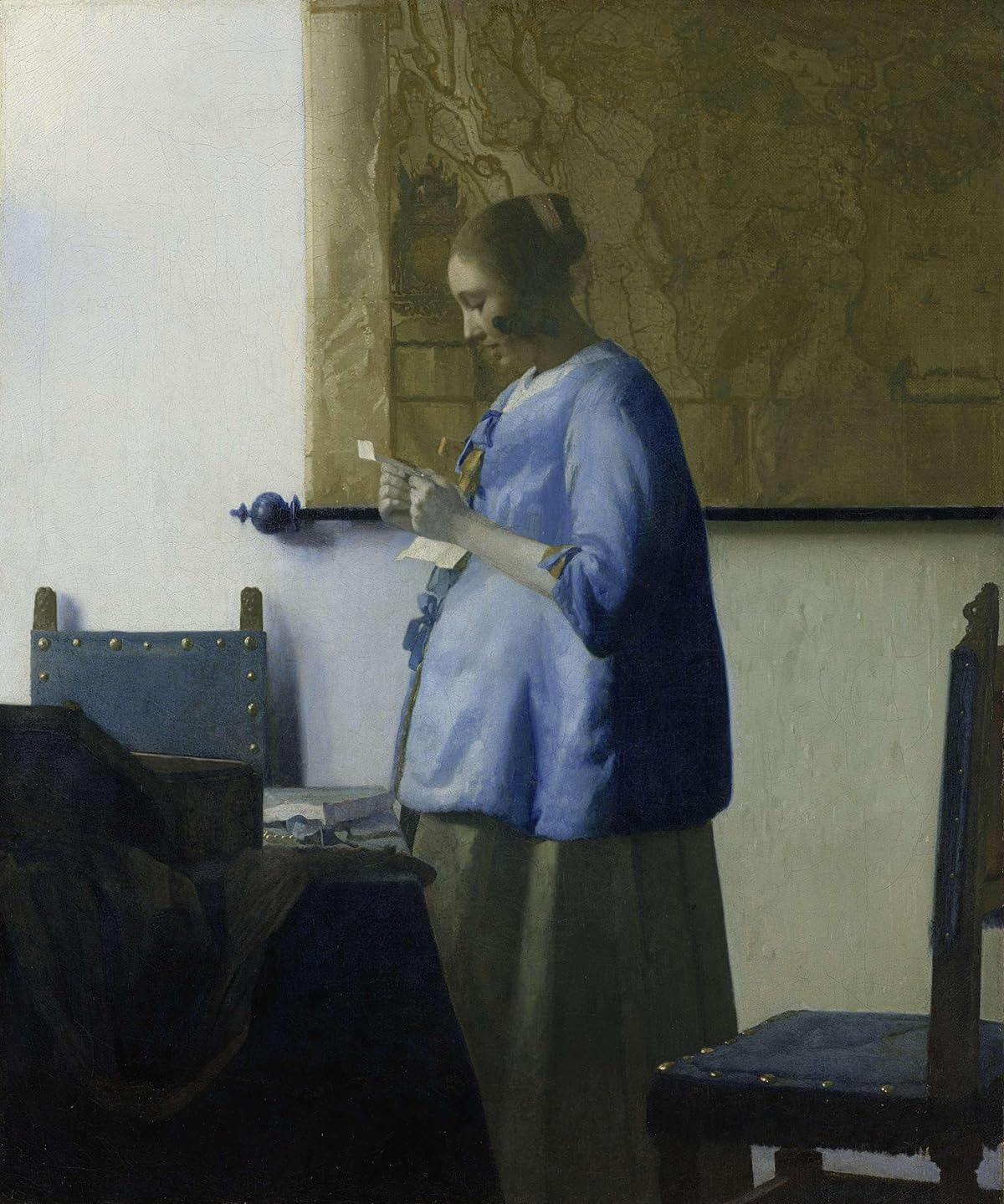 Woman Reading a Letter Painting by Johannes Vermeer 8"X10" Image Size on CANVAS Fine Art Print Poster Shipped Rolled-up