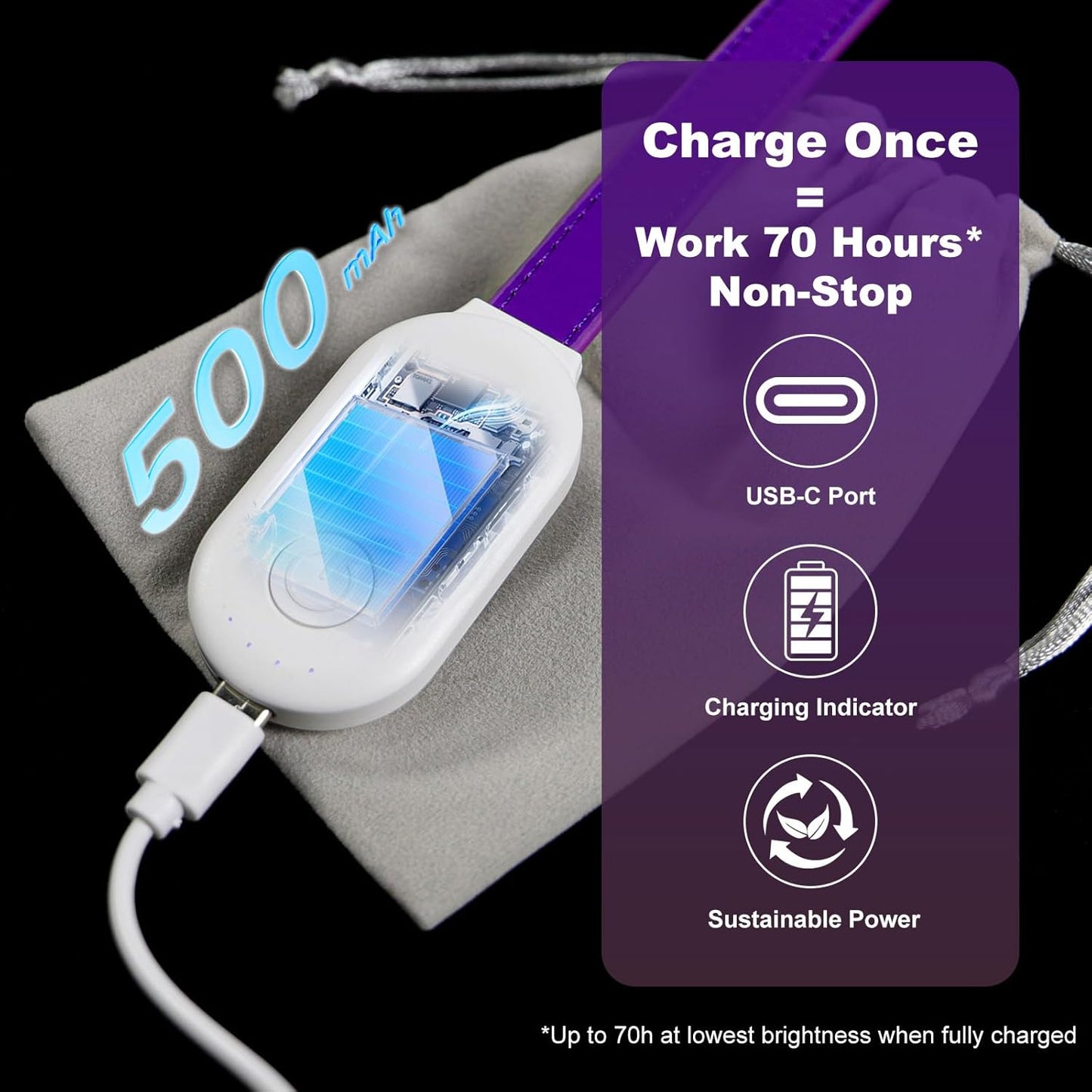 Rechargeable Book Light for Reading, 12 LED Eye-Care Reading Light, 4 Color Temperatures, Stepless Dimming, No Flicker, Evenly Distributed Lighting for Books, Perfect for Reader (Purple)