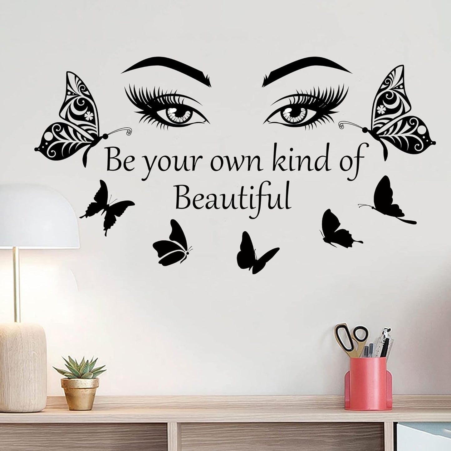 Inspirational Quotes Decals - Eye Eyelash Decal, Motivational Lettering Stickers, Positive Saying Decor for Women, Girls' Home, Bedroom, Living Room, Bathroom
