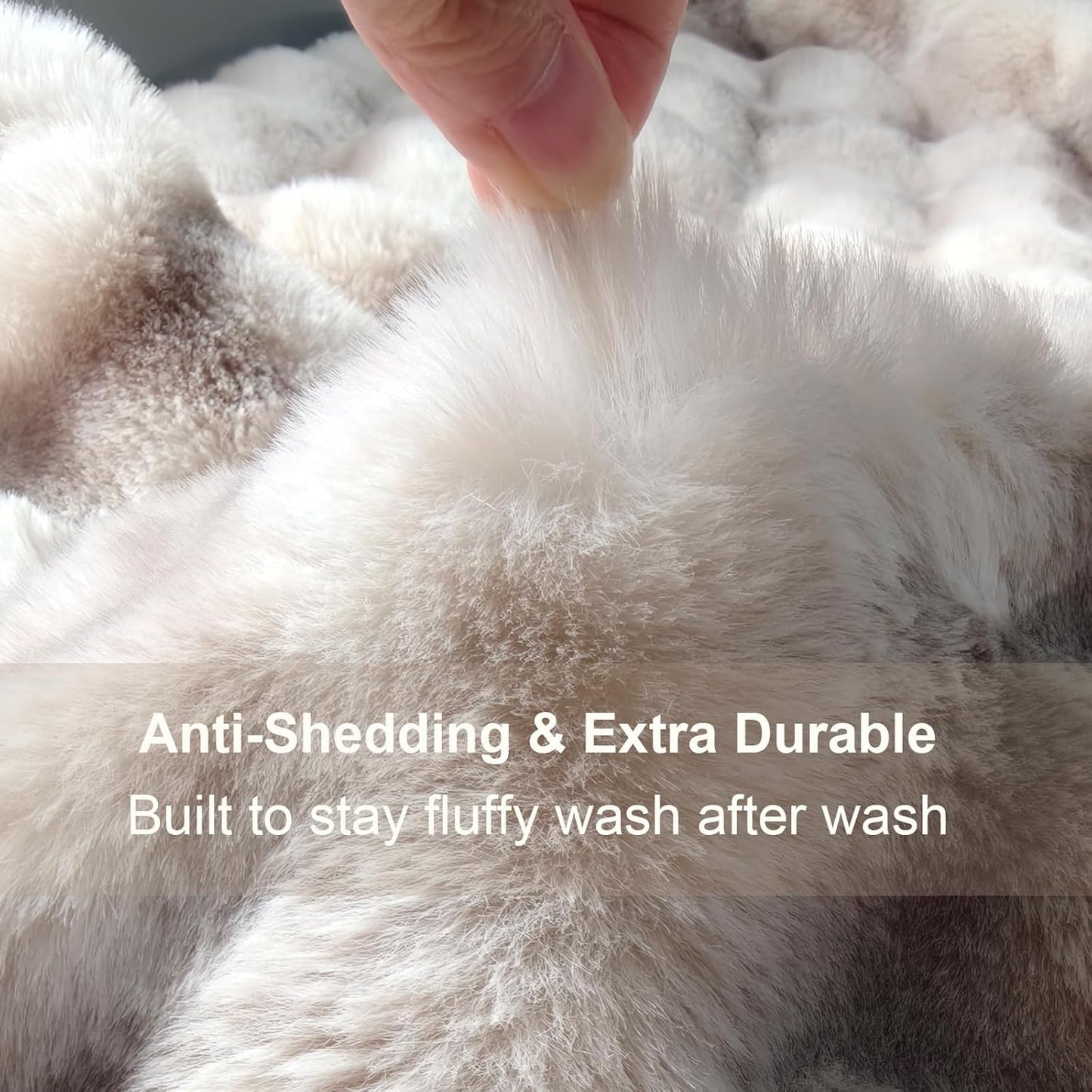 Faux Fur Throw Blanket 50x60 Inches, 800GSM Soft Plush Thick Bubble Blanket for Couch and Bed, Fuzzy Soft Tie-Dye Brown Faux Rabbit Fur Blanket for Sofa Living Room Bedroom