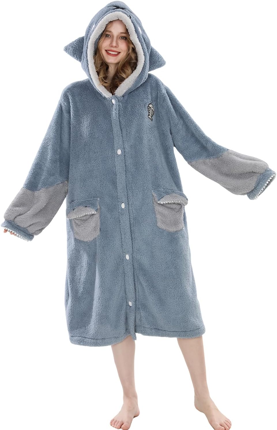 FCCAM Christmas Wearable Blanket Hoodie for Women Warm Oversized Hooded Blanket Sweatshirt with Pockets