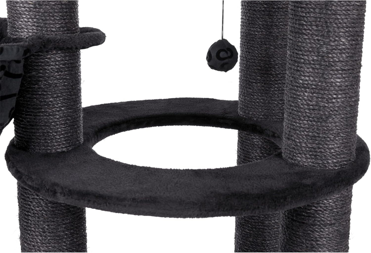 TRIXIE Filippo 50-in Cat Tower, Sisal Scratching Posts, Cat Tree with Hammock, Platforms, Bed, Dangling Cat Toys, Black