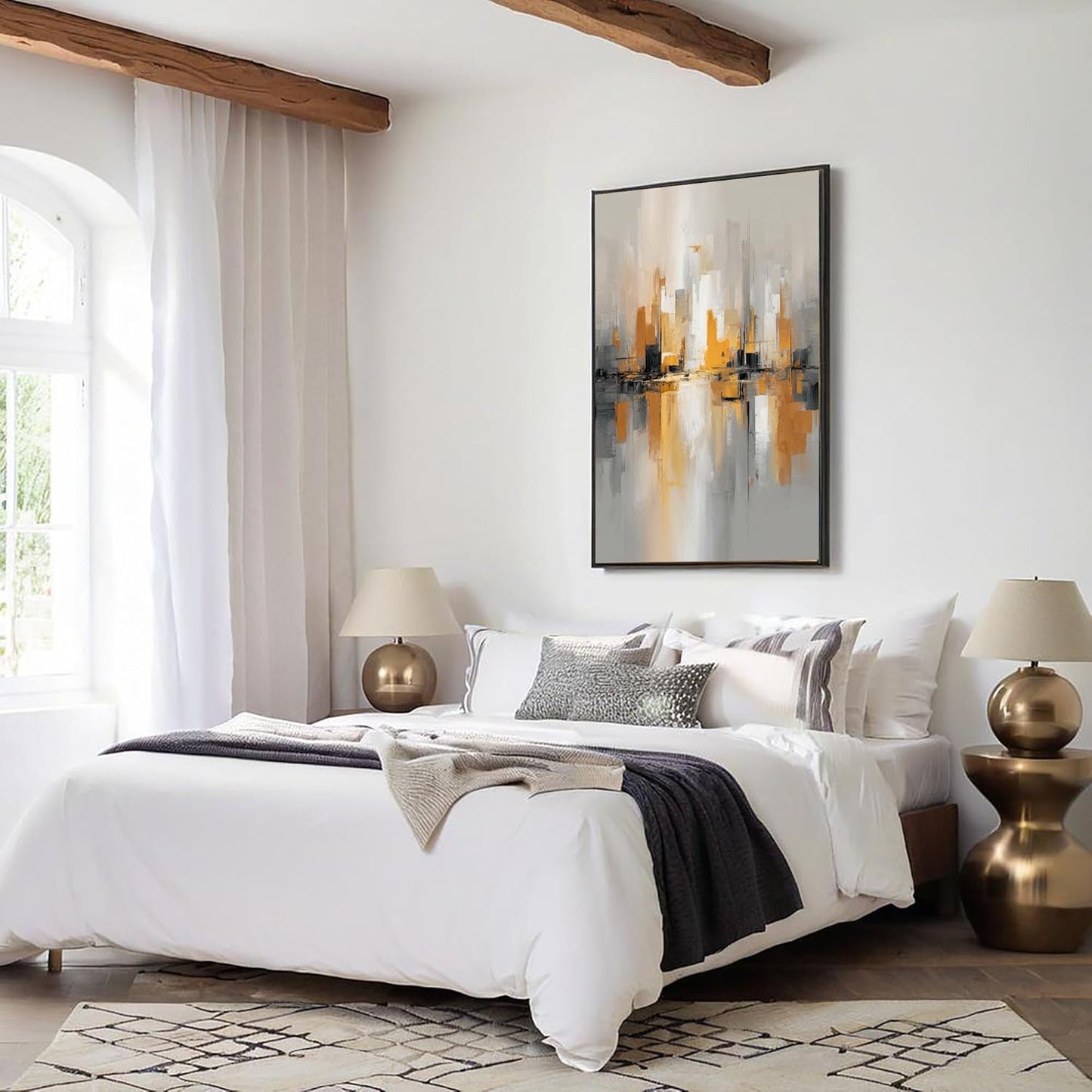 GDJSMIN Abstract Painting Wall Art, Cityscape Poster for Reading Room Living Room Decor 24 x 36 inch Unframed