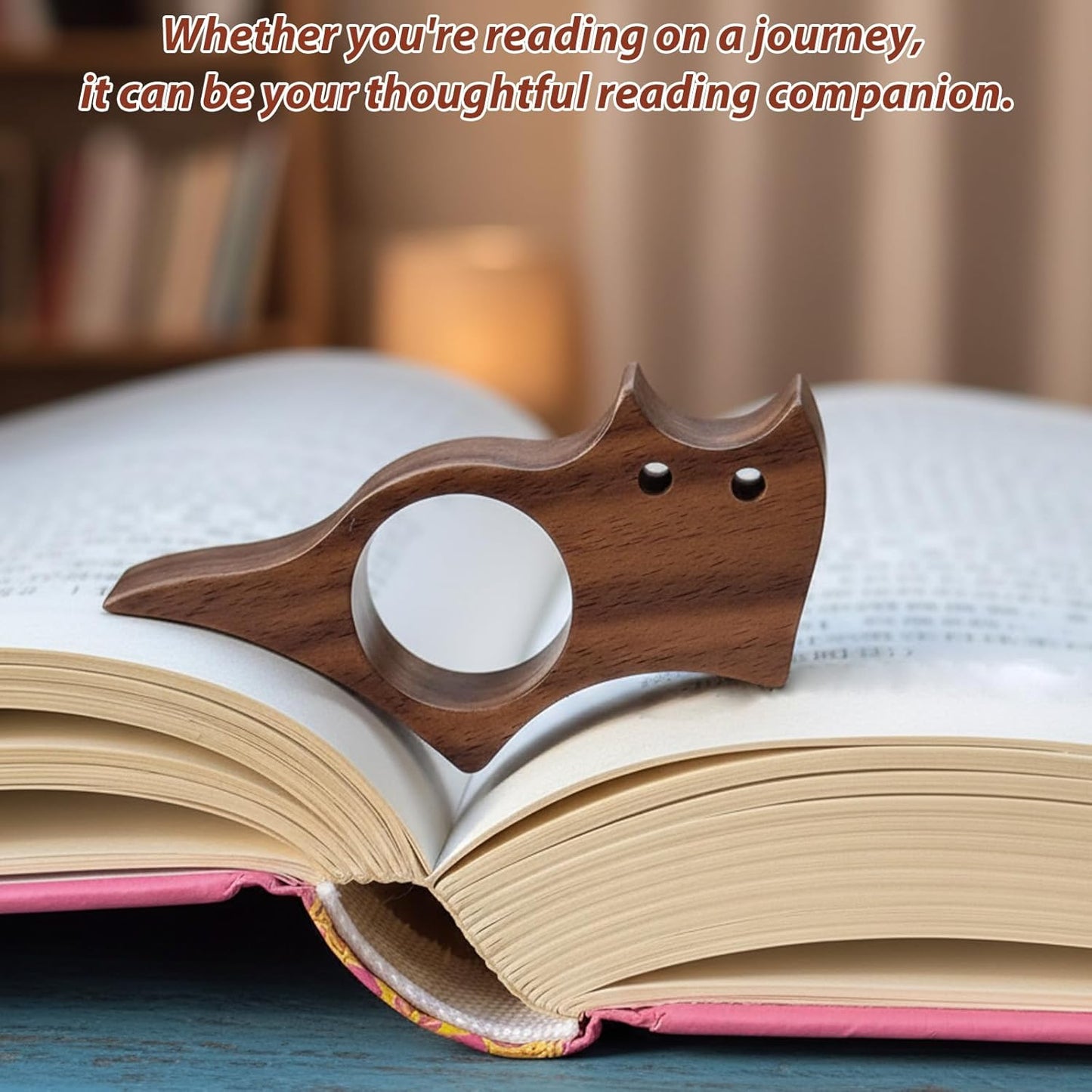 2pc Wooden Book Page Holder, Thumb Book Page Holder, Cat-Shaped Book Holder with Walnut Page Press, Lightweight Design for Reading Comfort