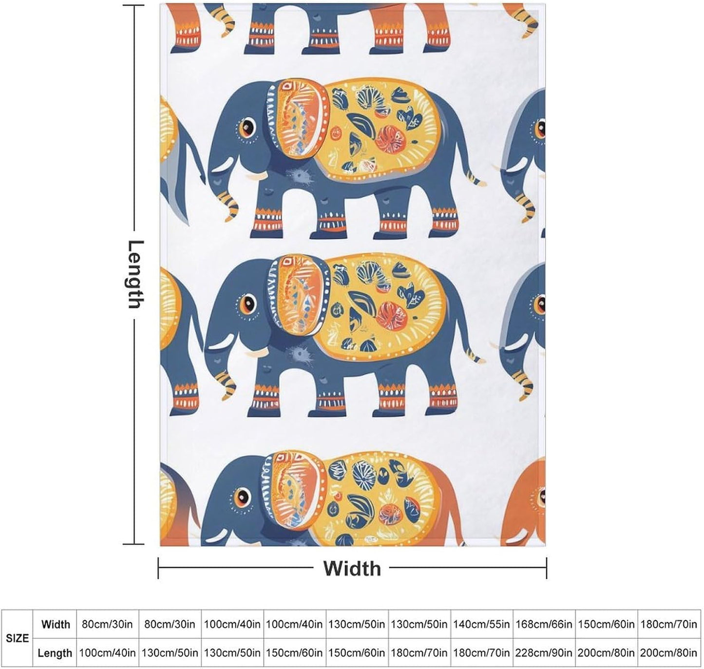 Boho Elephant Throw Blanket for Couch Bed Plush Cozy Fuzzy Flannel Blanket for All Season 50"x70"