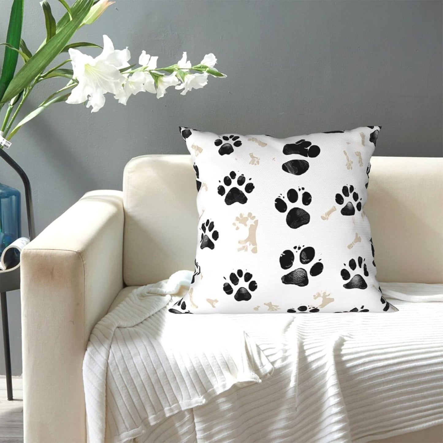 All-Season Square Pillow Covers 18"X18", Bone, Decorative Throw Pillow Covers for Sofa Bed Couch, Hidden Zipper Cushion Cover, Square Lumbar & Accent Pillowcases for Home Decor