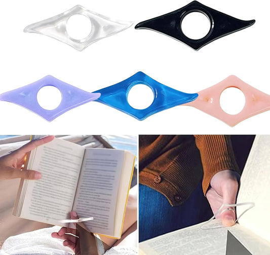 5 PCS Resin Thumb Book Page Holder Bookmark Reading Aid, Soft and Comfortable Long Use of Thumb Book Press for Book Lovers Readers Teachers Students (5 Colors)