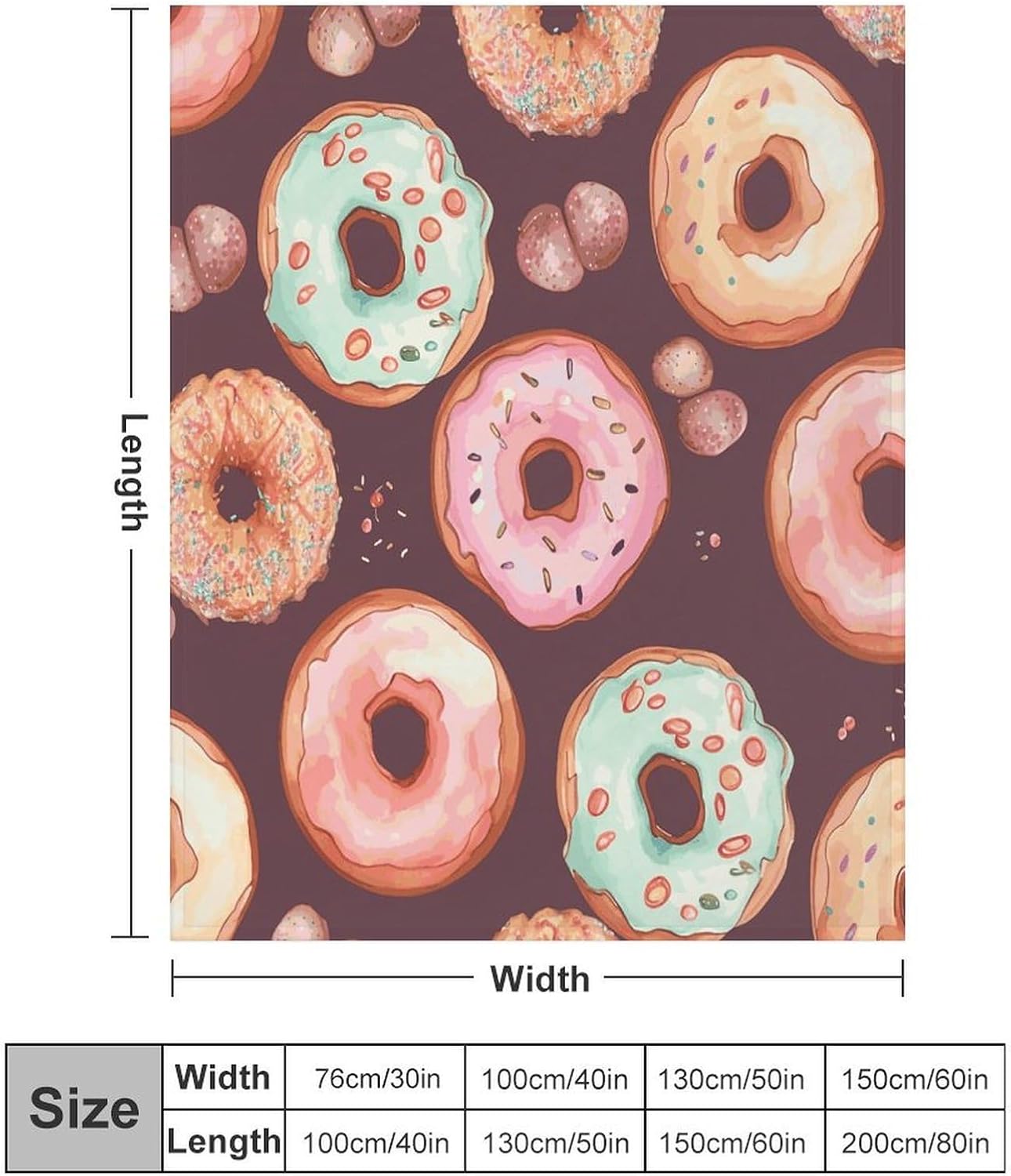 Pretty Donuts Blanket Super Soft Lightweight Throw Blanket Cute Cozy Warm Bed Blanket Decorative Fuzzy Blanket All-Season Home Decor Gift for Sofa Couch Living Room 40"*50" （100 * 130cm）