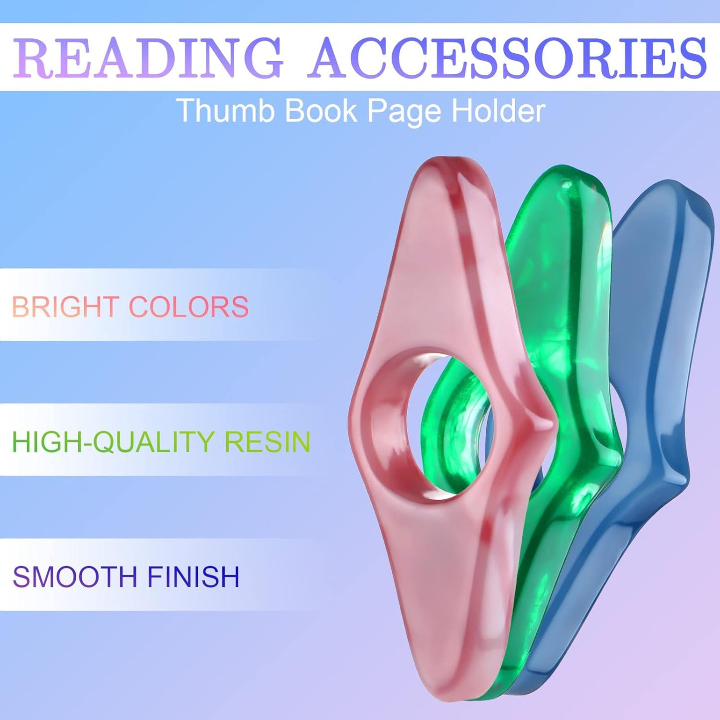 3 Pieces Christmas Gift Thumb Book Page Holder Resin Thumb Bookmark Personalized Reading Ring Handmade Reading Accessories for Teachers Readers Book Lovers